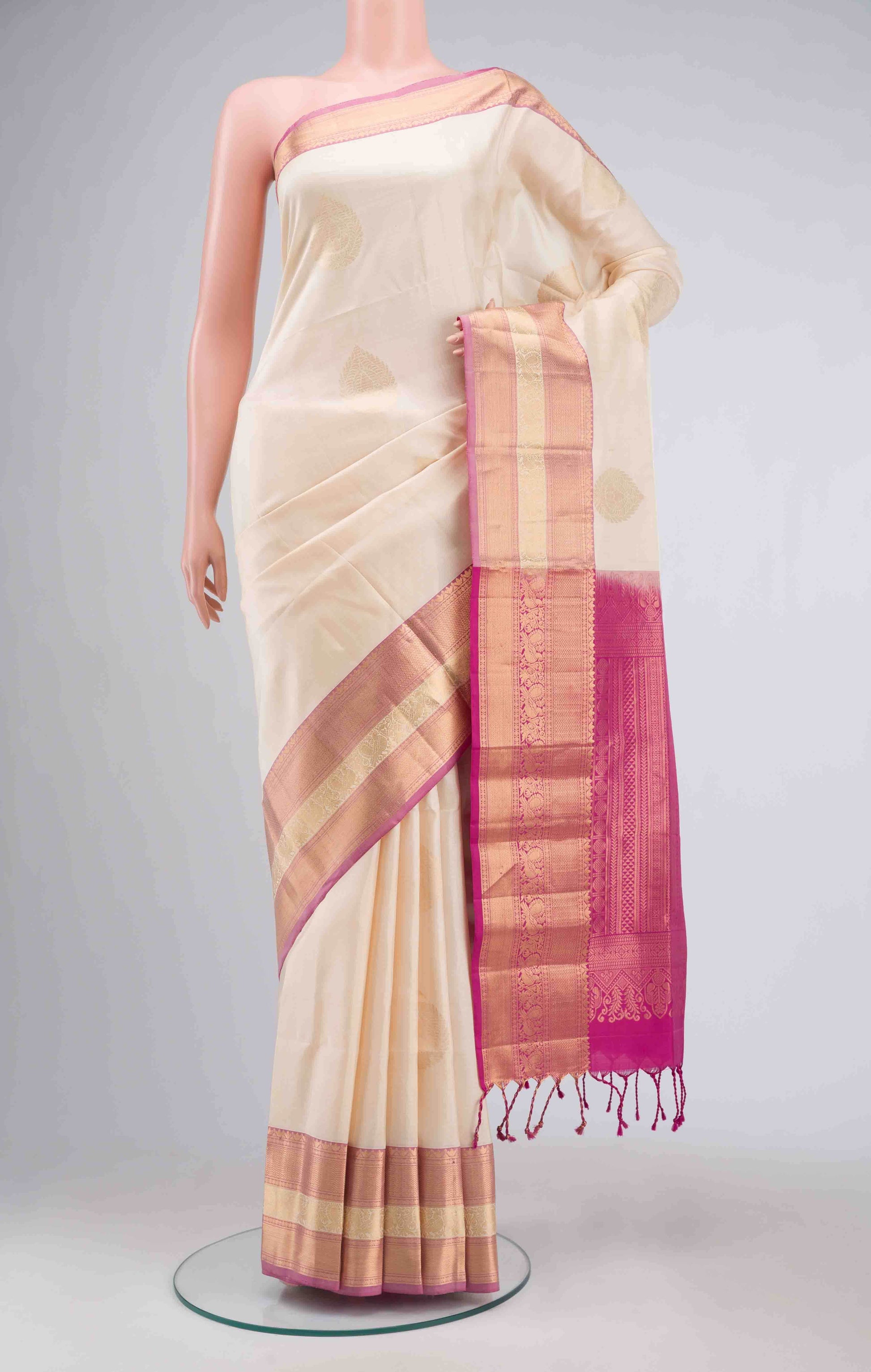 Cream Soft Silk Saree