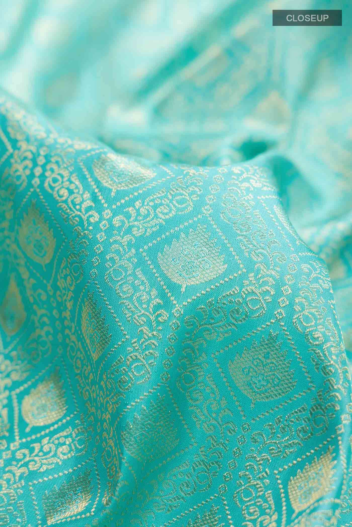 Sea Green Kanchipuram Silk Saree