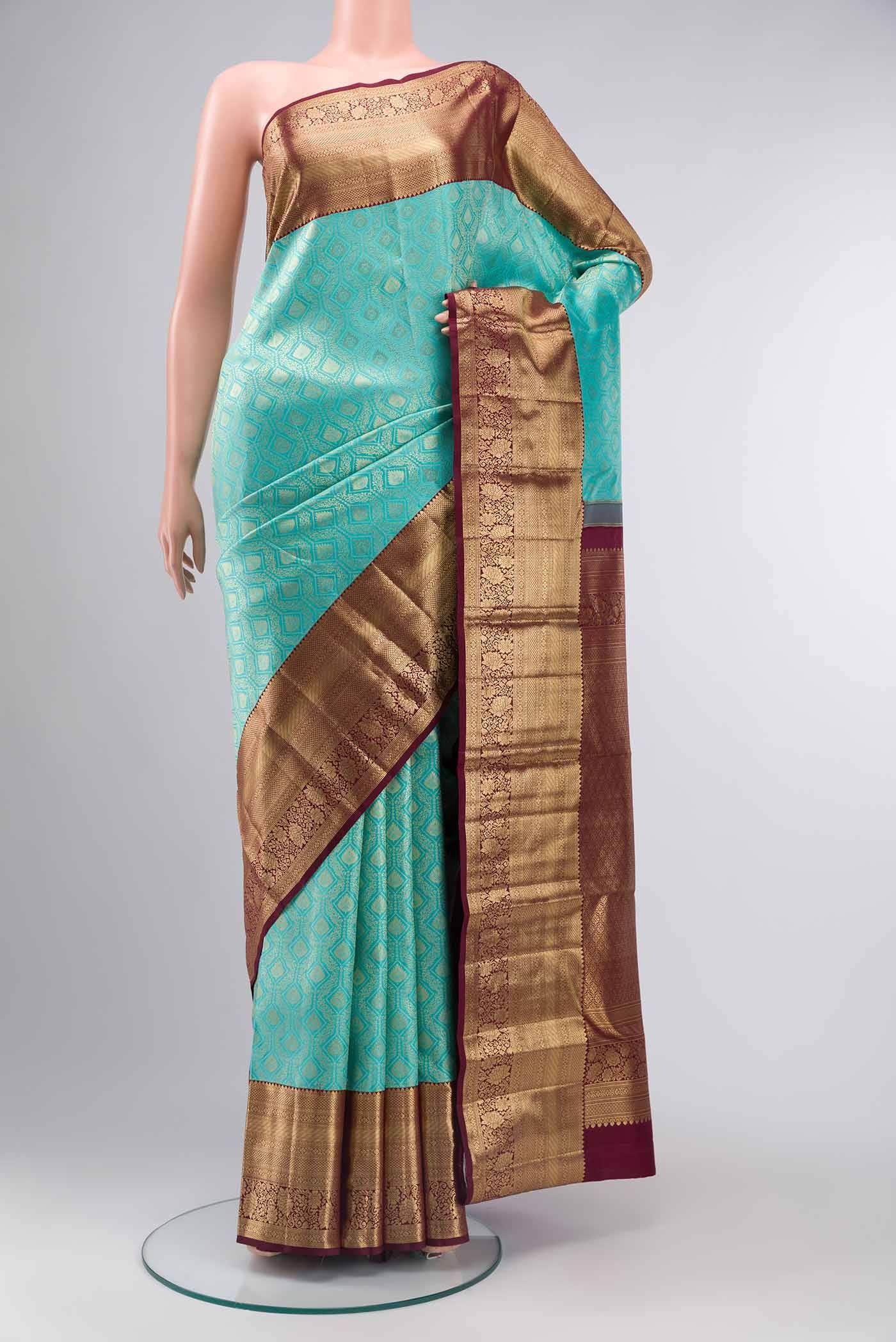Sea Green Kanchipuram Silk Saree