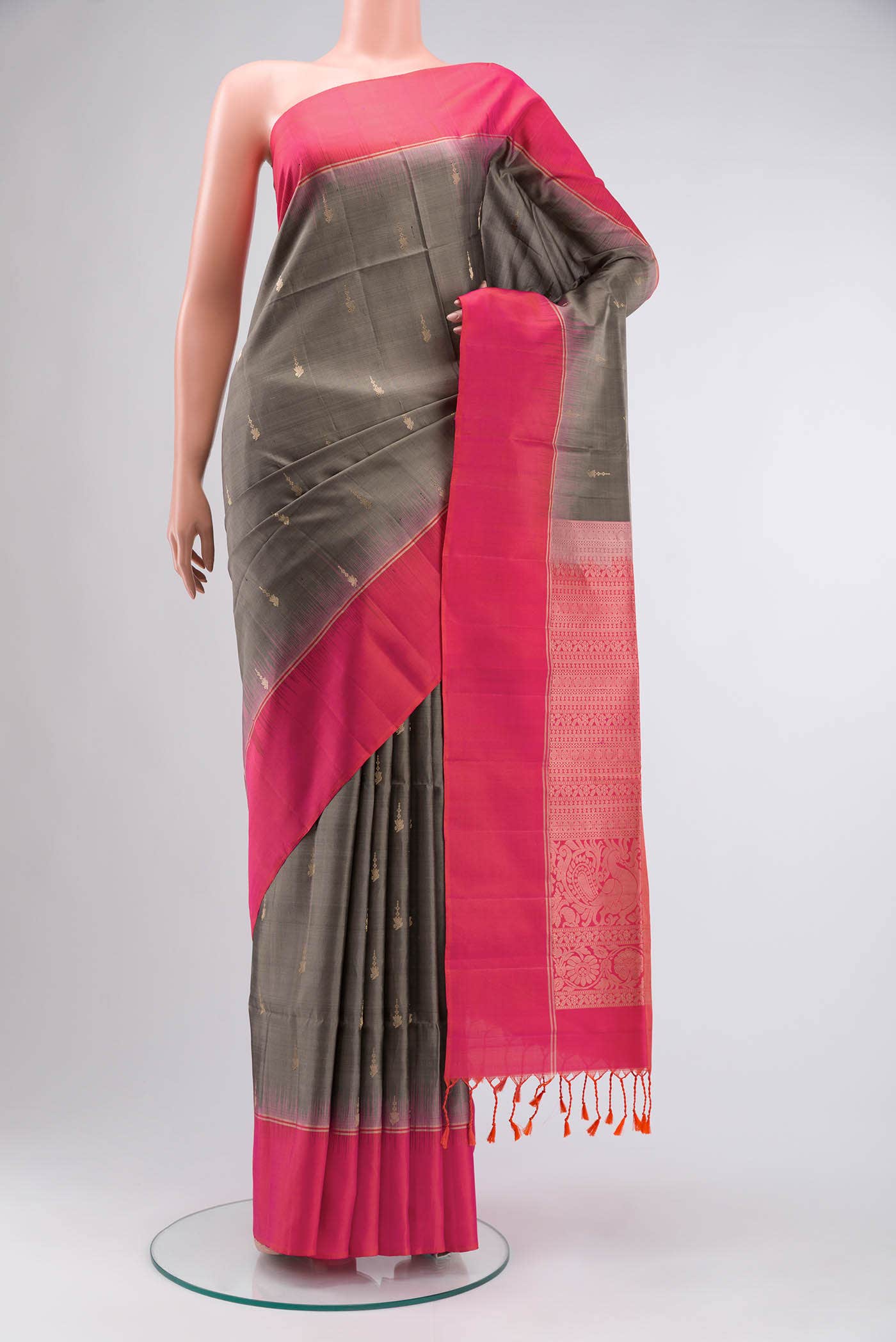 Grey Soft Silk Saree