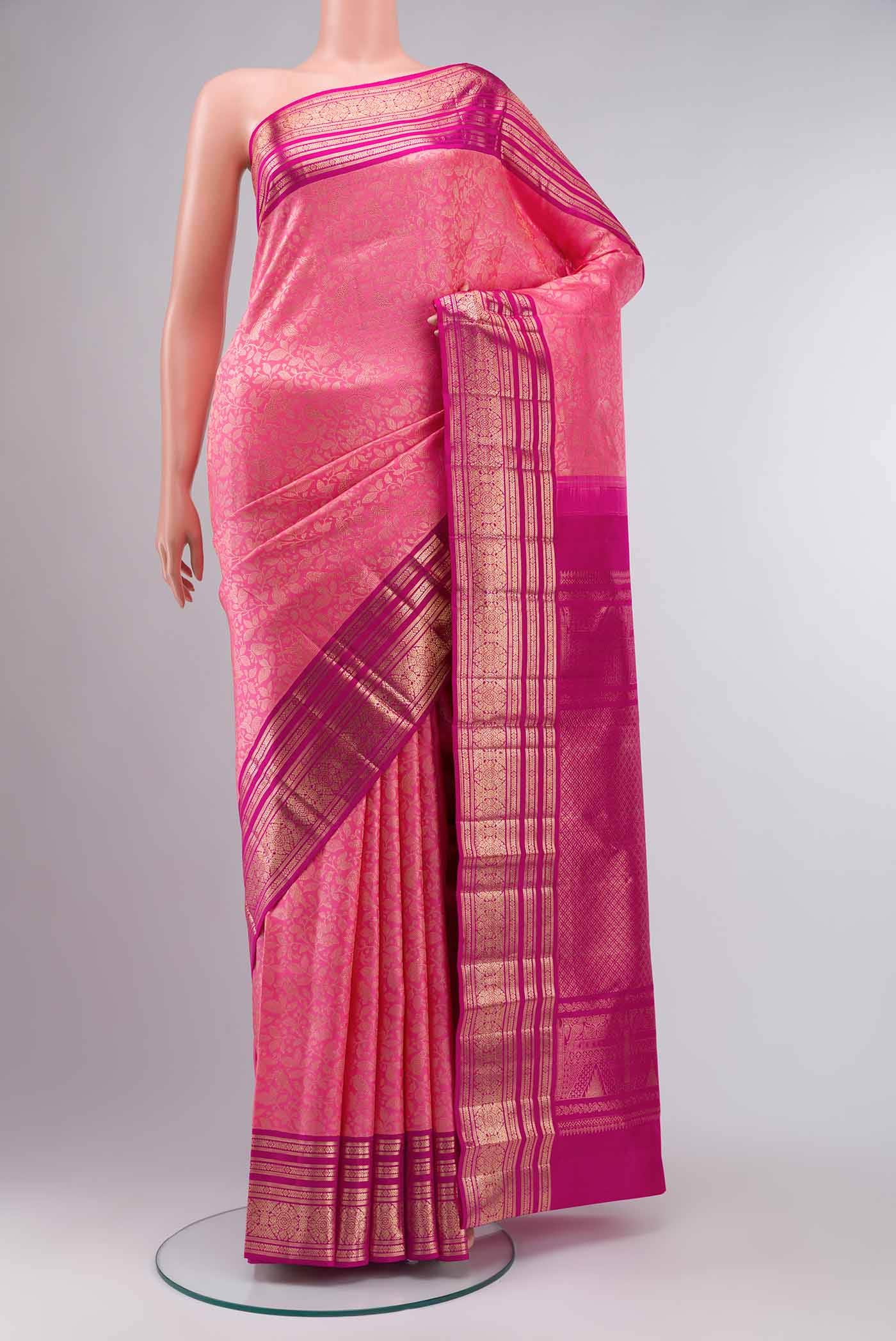 Pink Kanchipuram Silk Saree