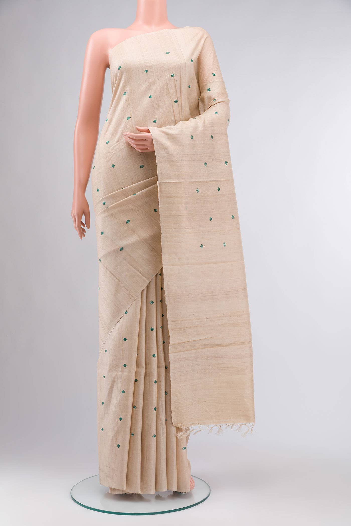 Beige Banarasi Tussar Silk Saree