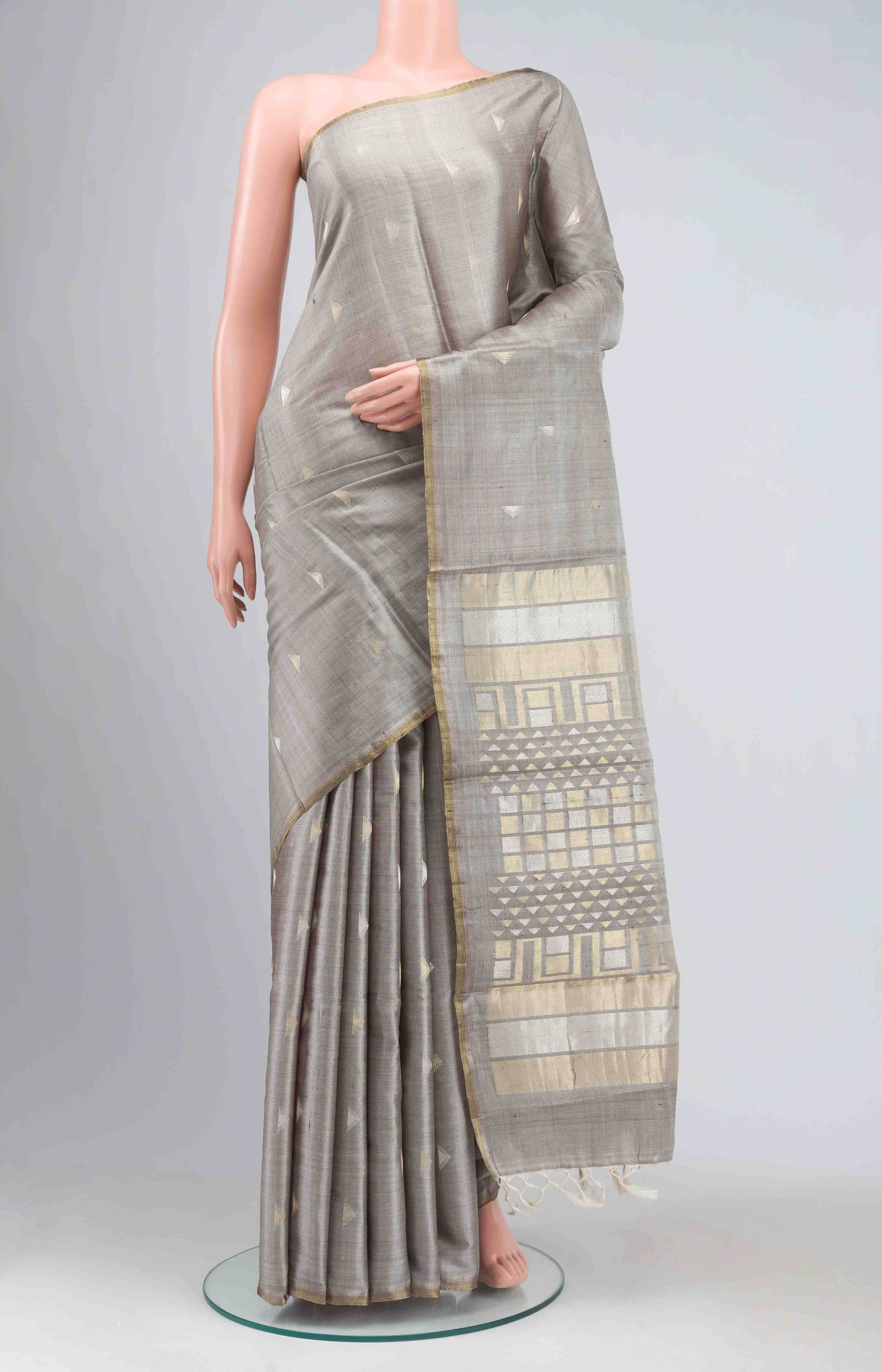 Grey MP Tussar Saree