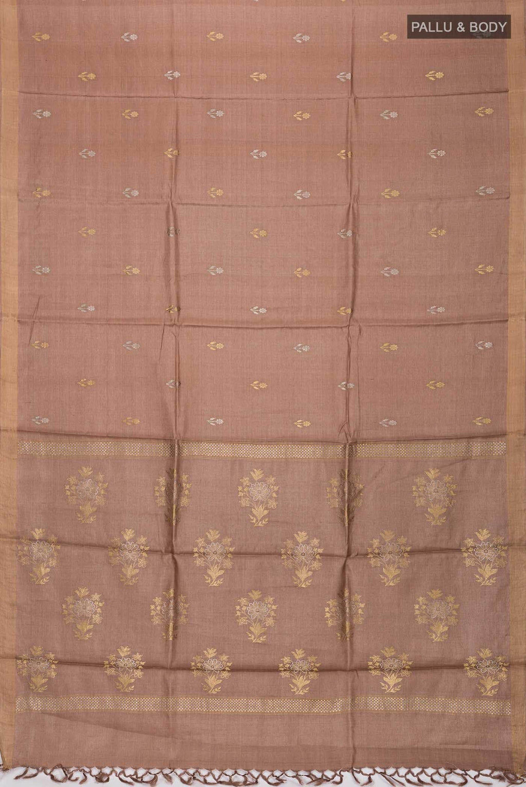 Brown Tussar Silk Saree