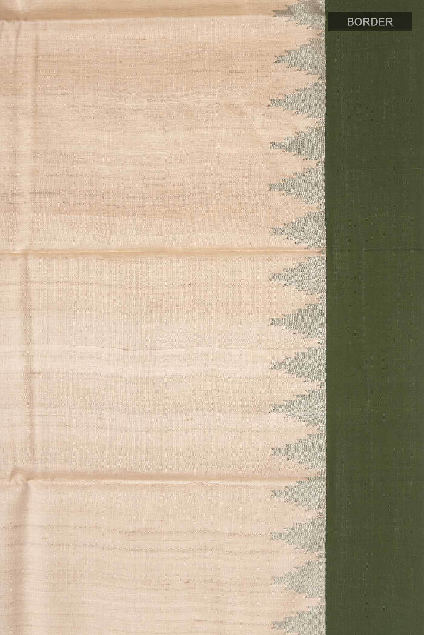 Beige Tussar Silk Saree