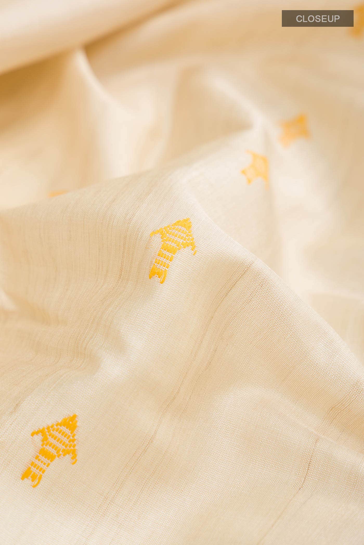 Beige Tussar Silk Saree