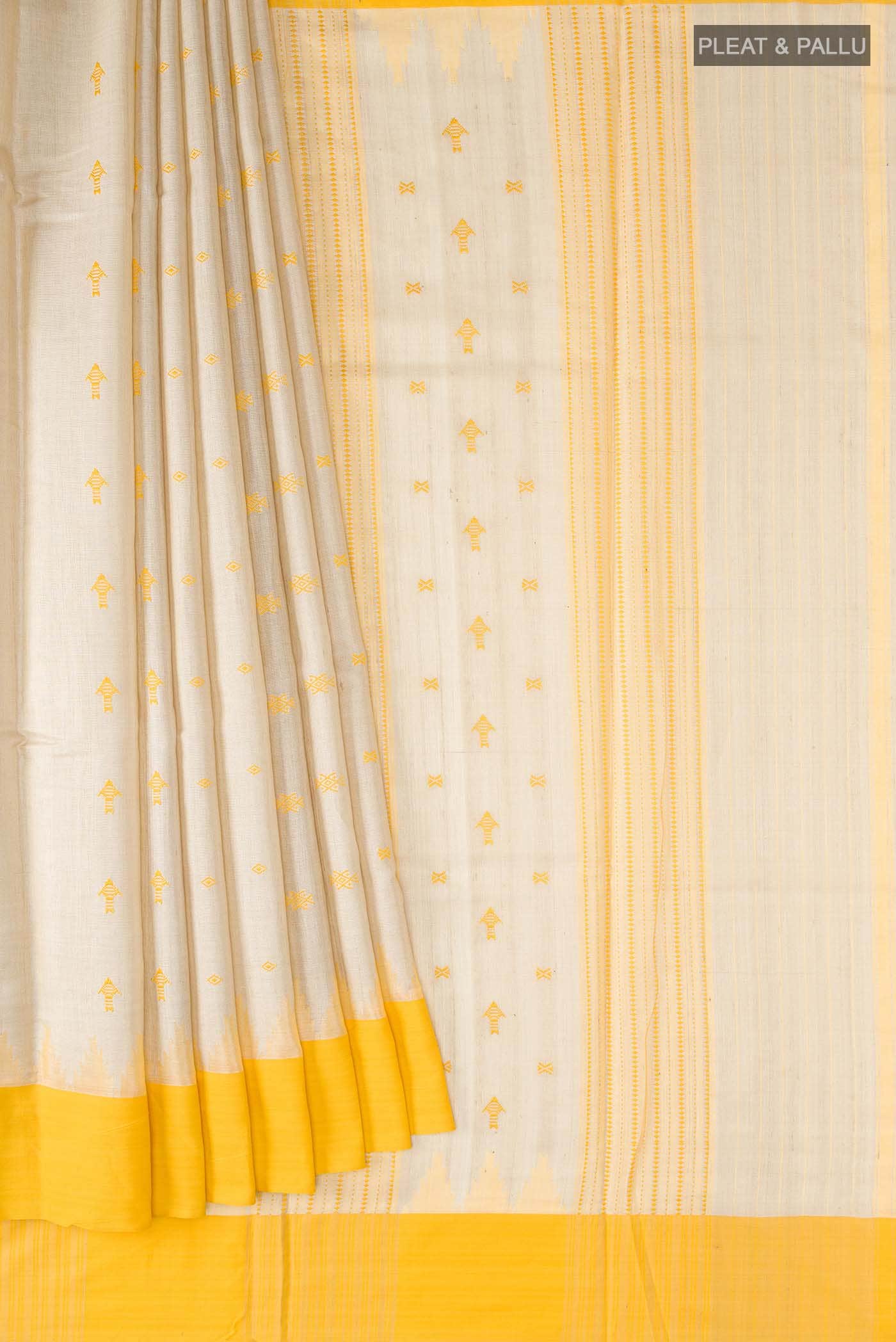 Beige Tussar Silk Saree