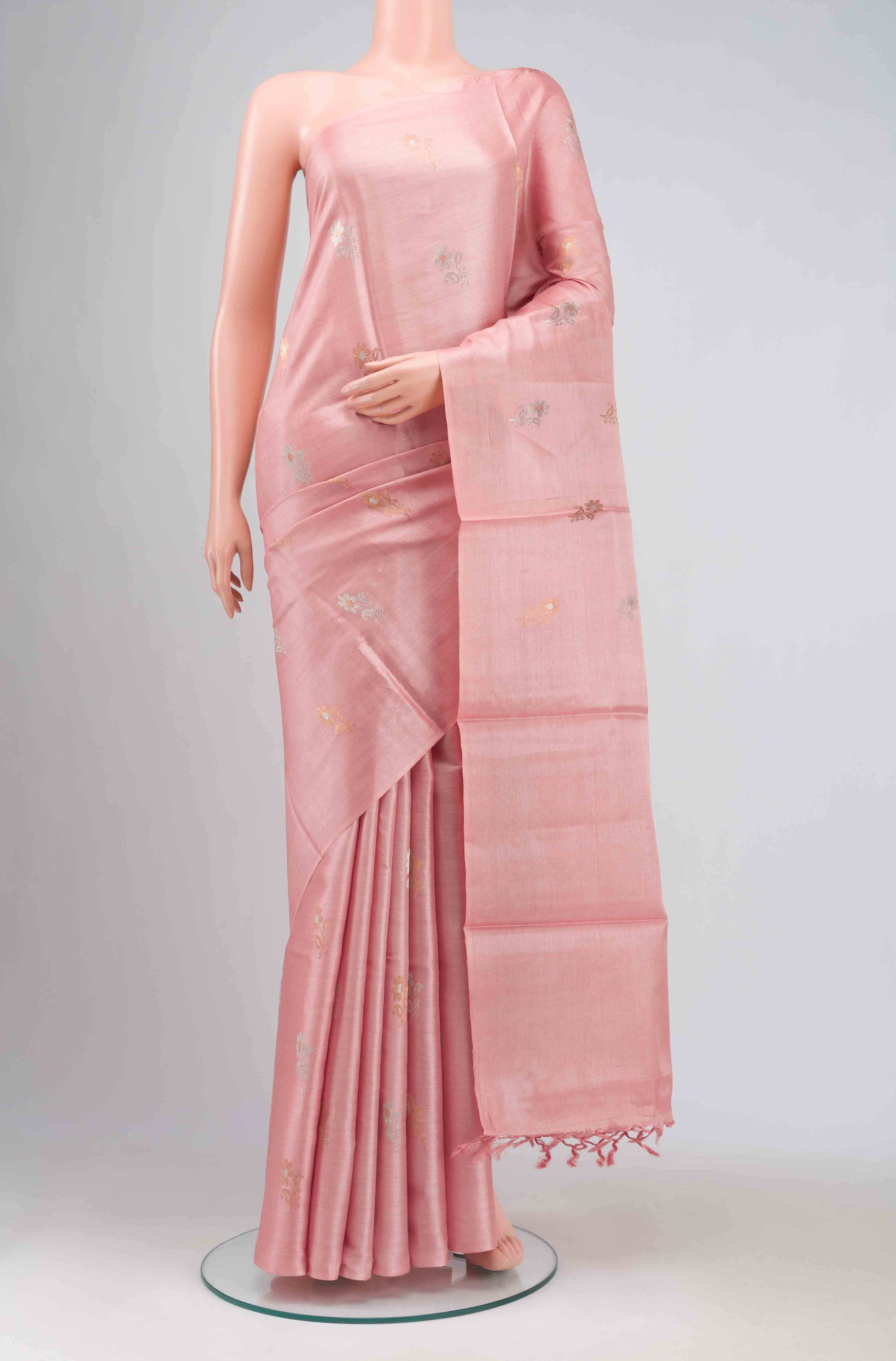 Peach MP Tussar Saree