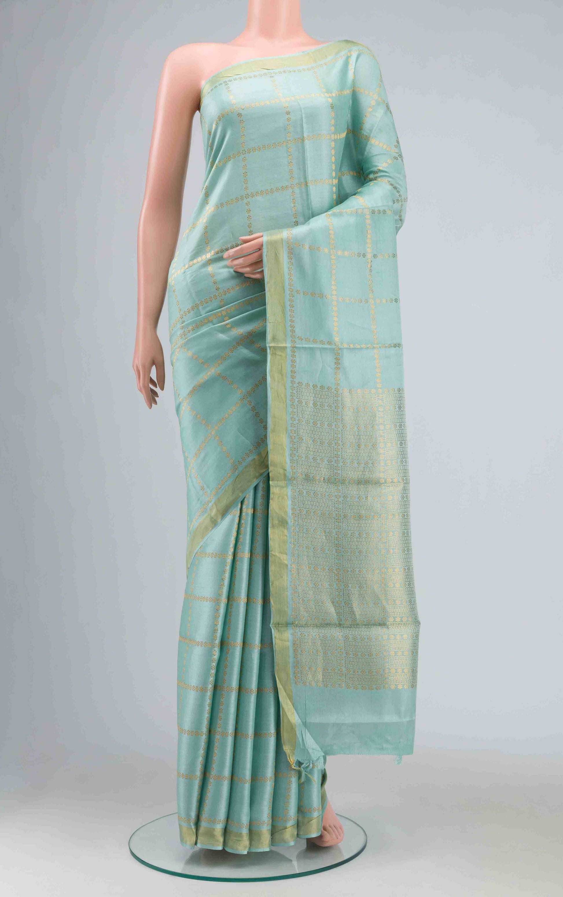 Sea Green MP Tussar Saree