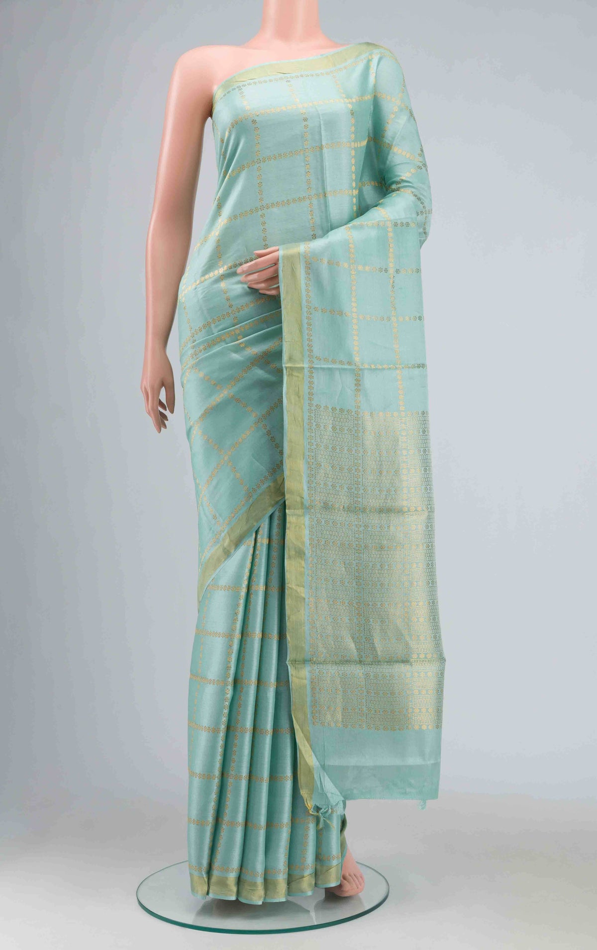 Sea Green MP Tussar Saree