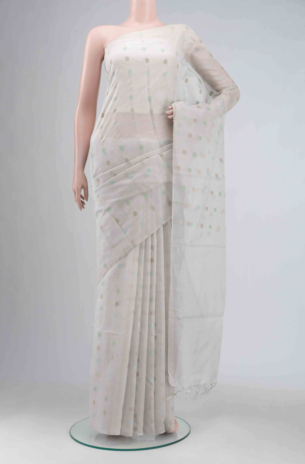 Cream Tussar Silk Saree