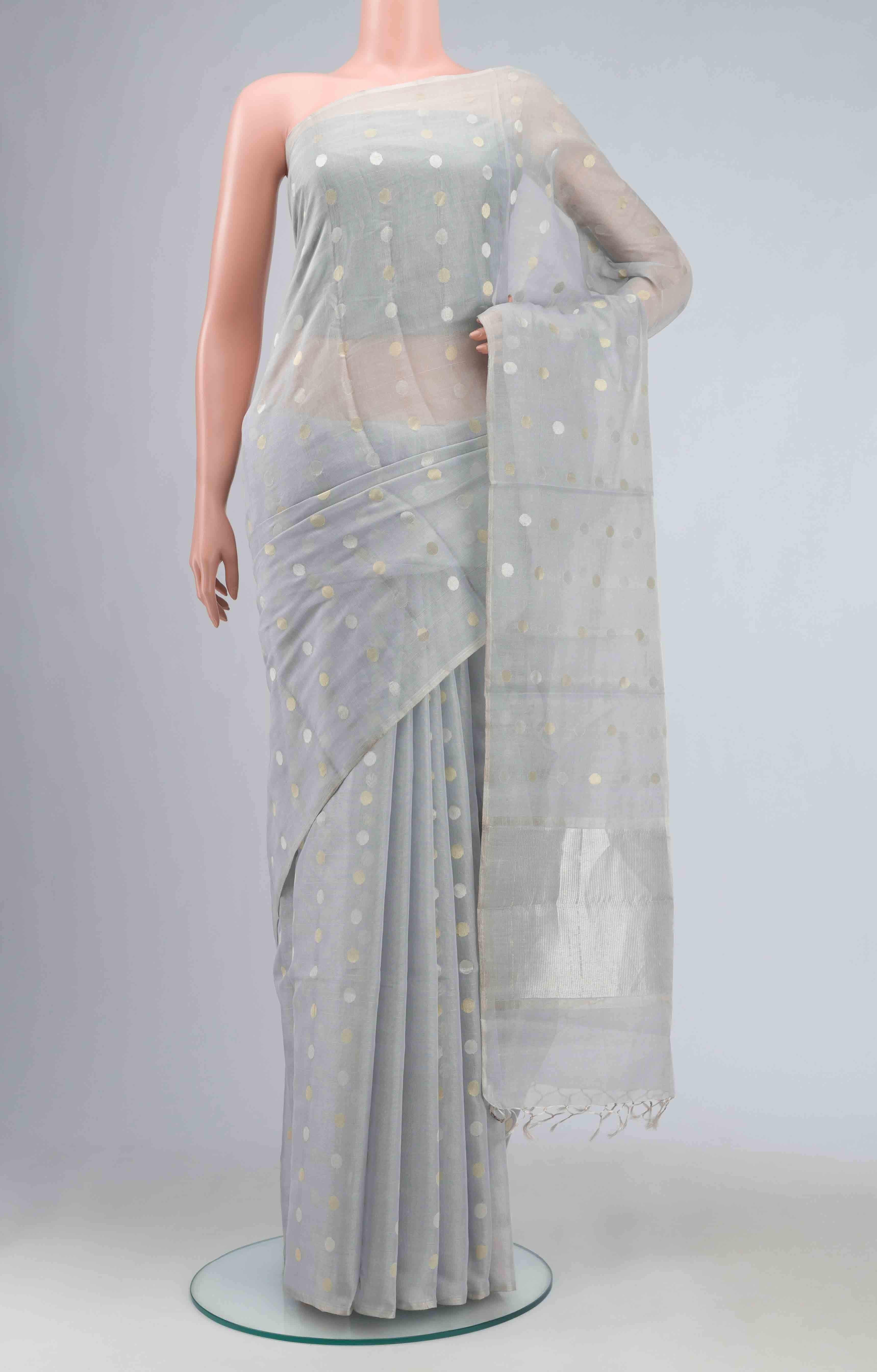 Light Blue Chanderi Tissue Silk Saree