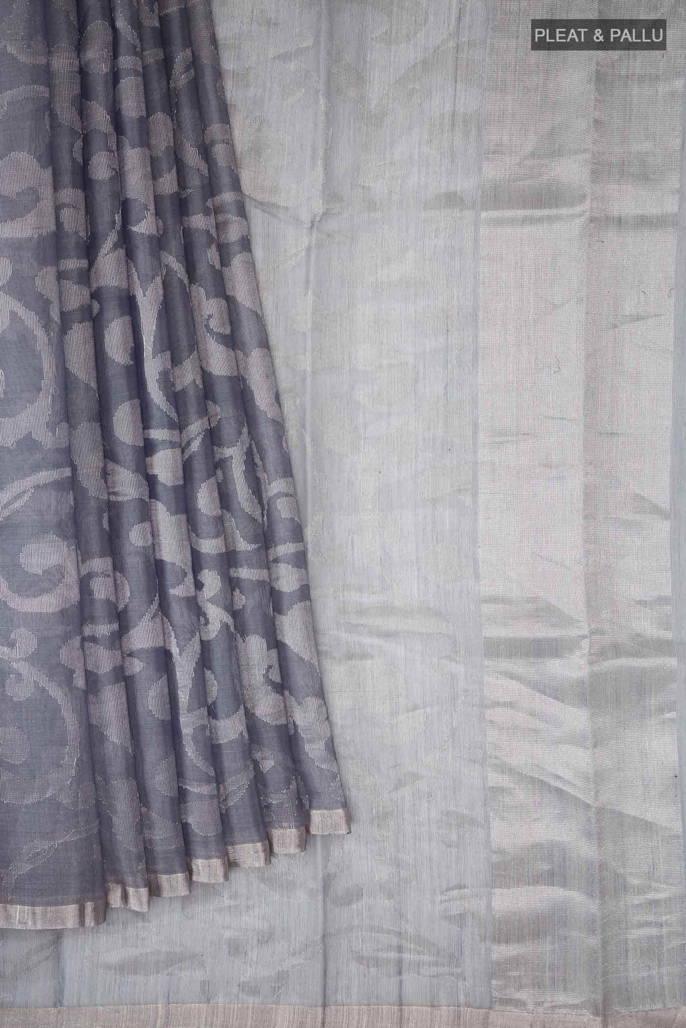 Blue Tussar Silk Saree