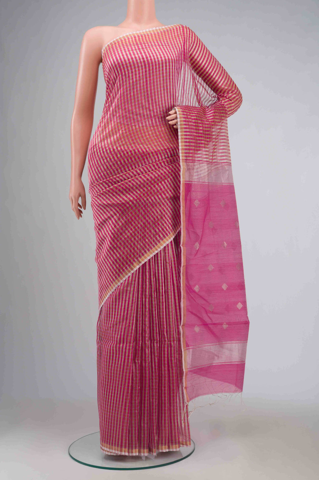 Pink Maheshwari Silk Cotton Saree