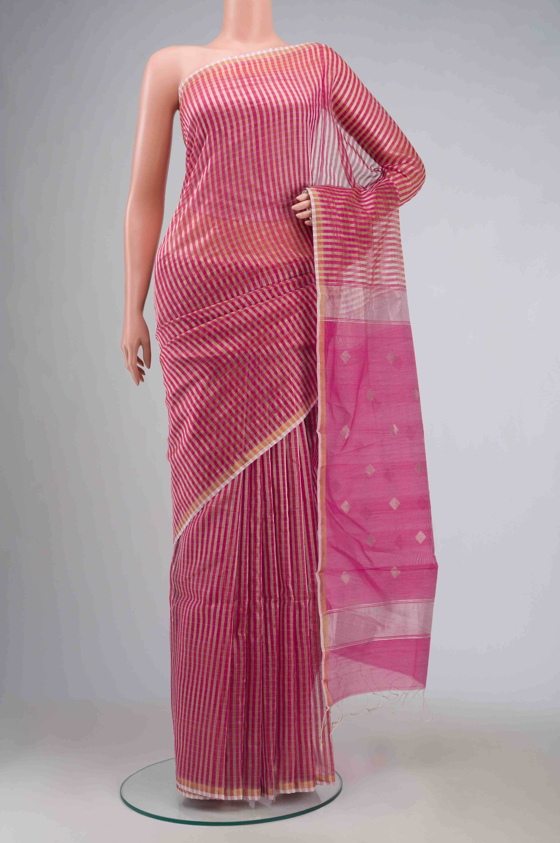 Pink Maheshwari Silk Cotton Saree