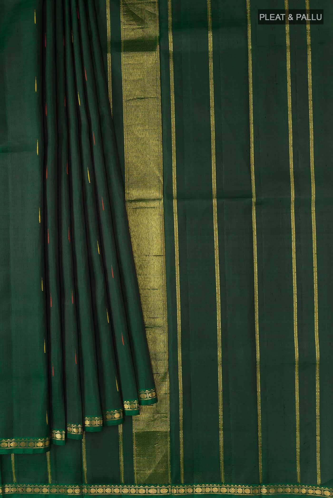 Bottle Green Kanchipuram Silk Saree