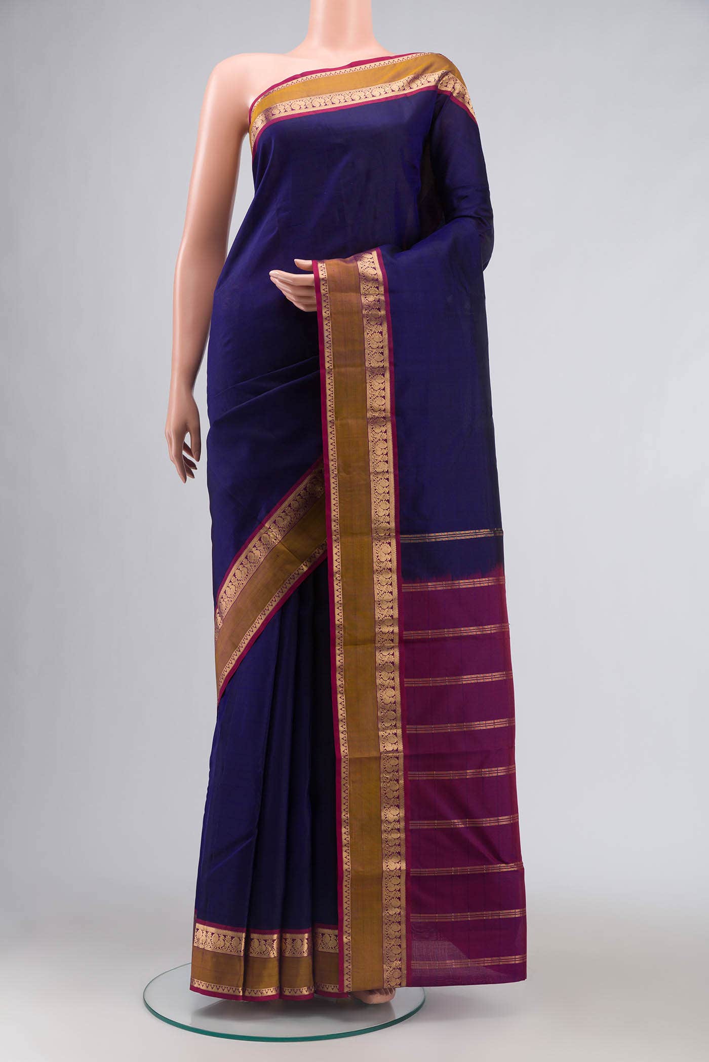 Navy Blue Kanchipuram Silk Saree