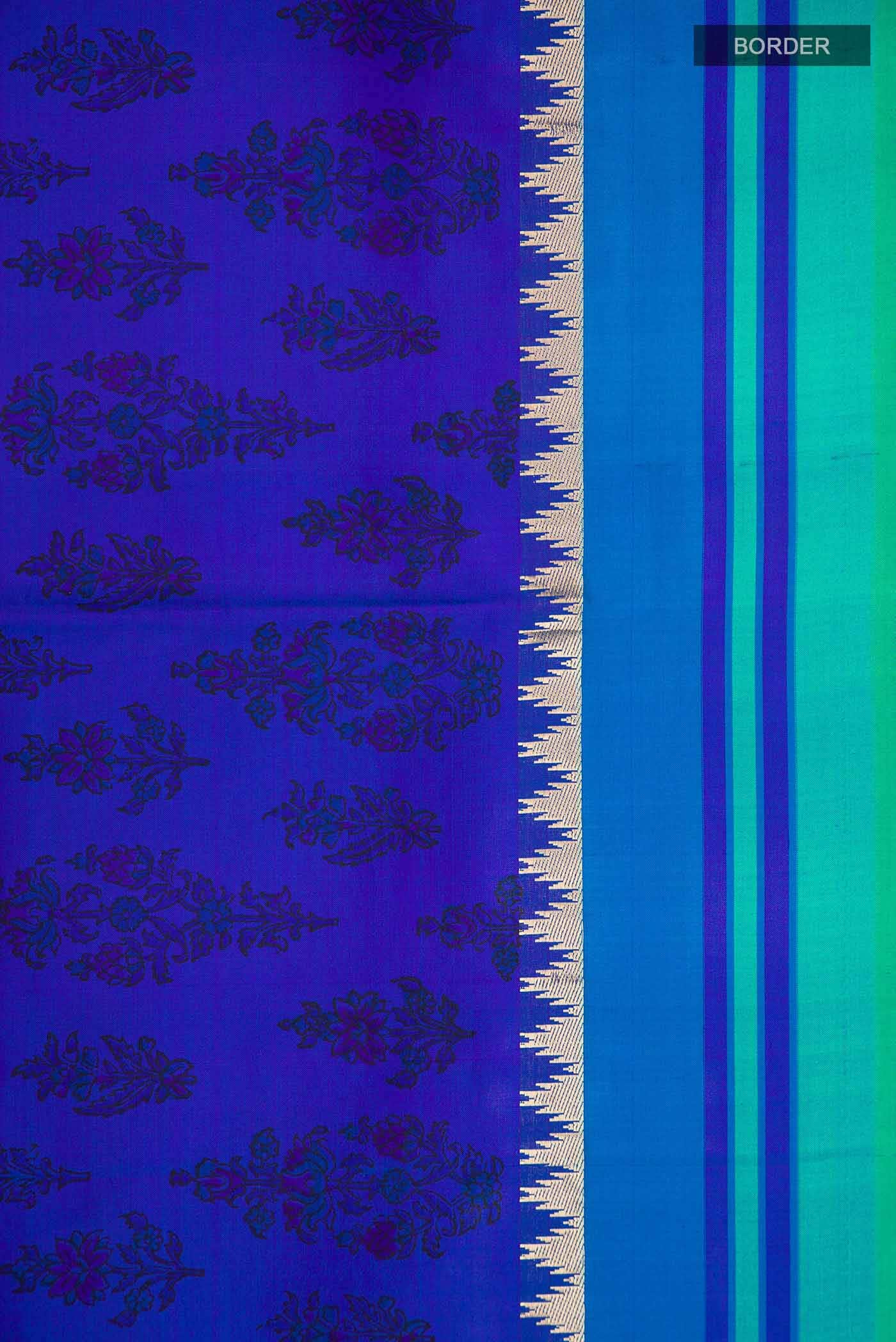 Blue Printed Silk Saree