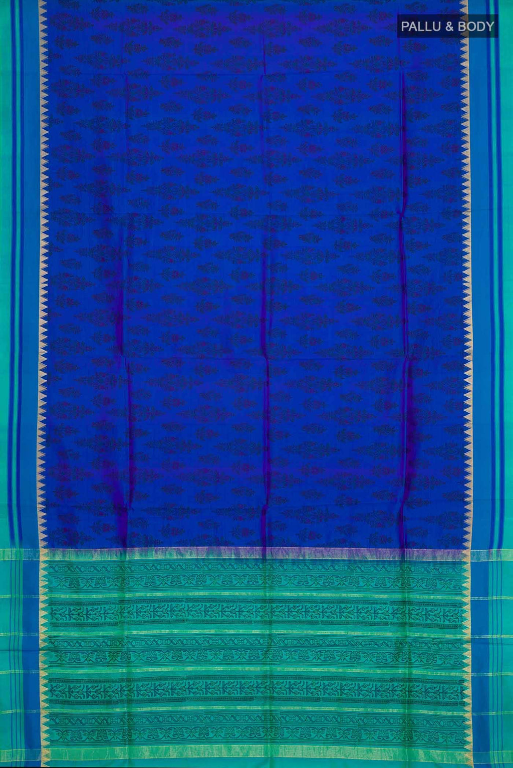 Blue Printed Silk Saree