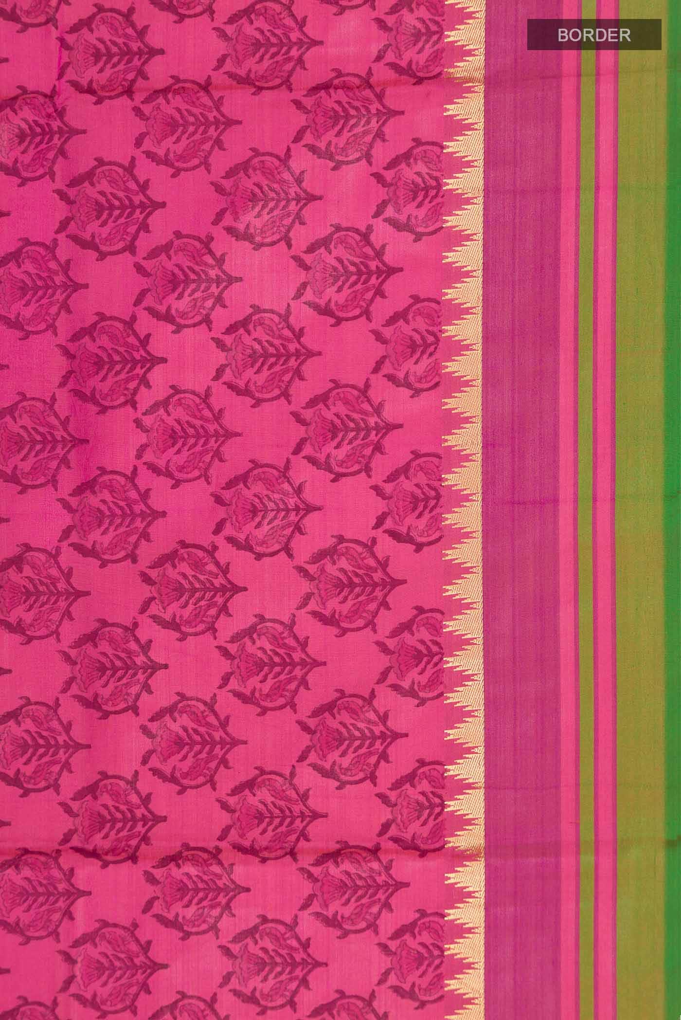 Pink Printed Silk Saree