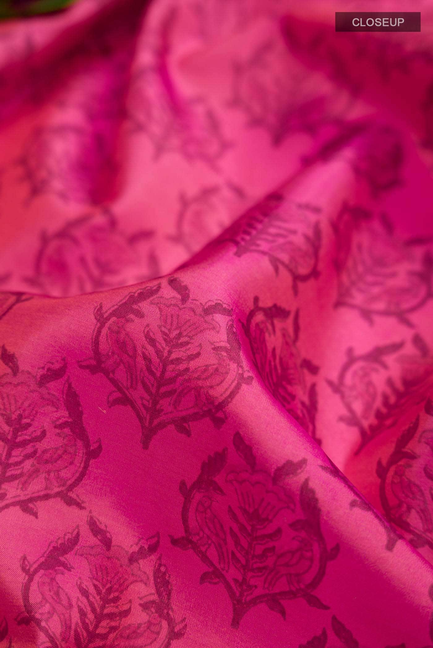 Pink Printed Silk Saree