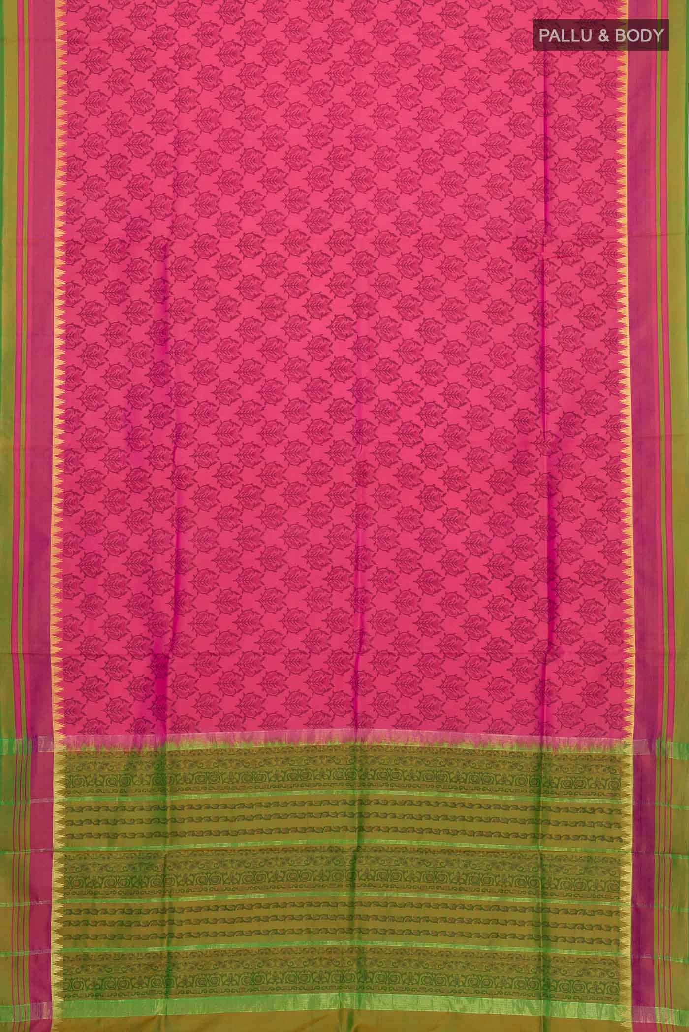 Pink Printed Silk Saree