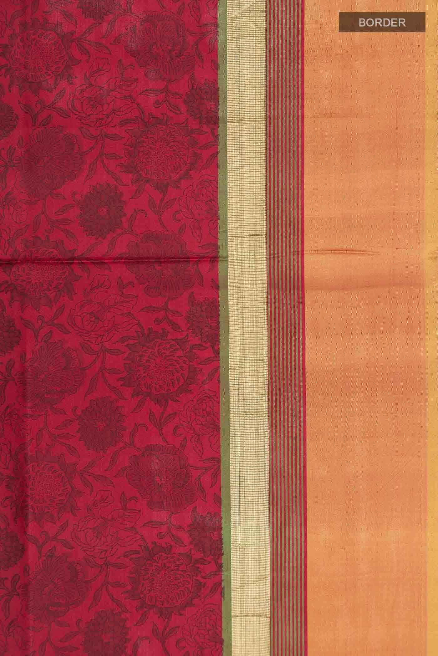 Maroon Printed Silk Saree