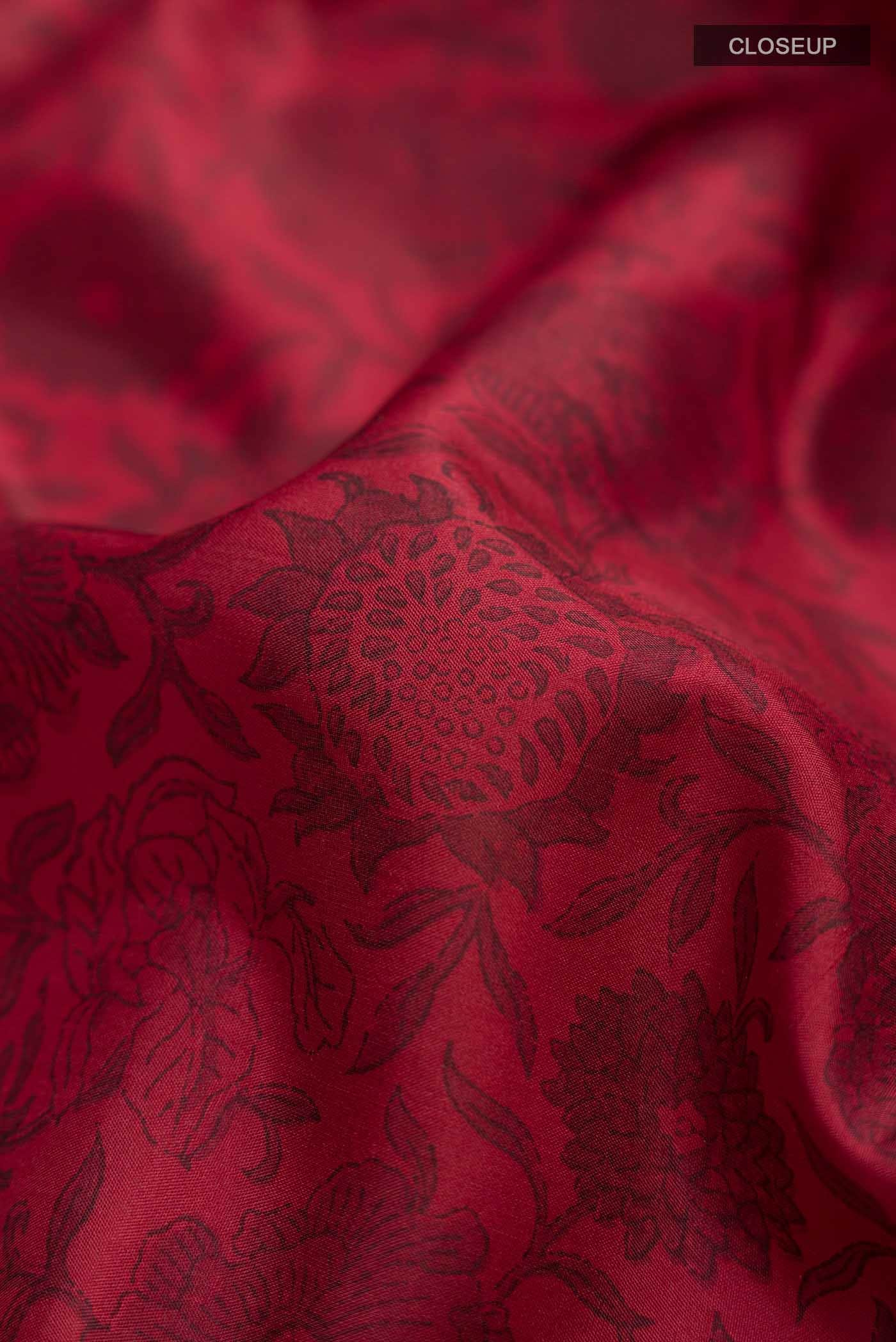 Maroon Printed Silk Saree