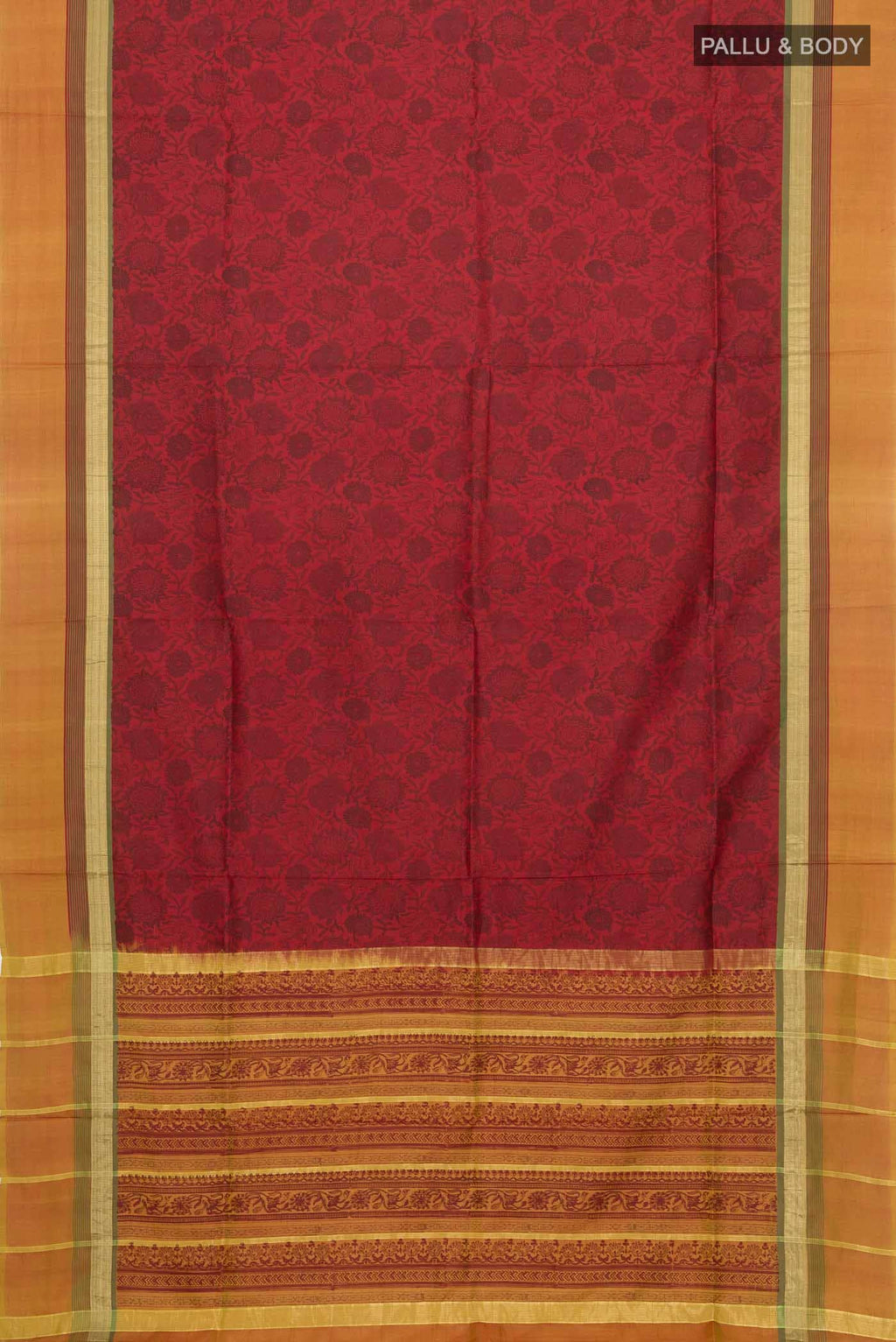 Maroon Printed Silk Saree