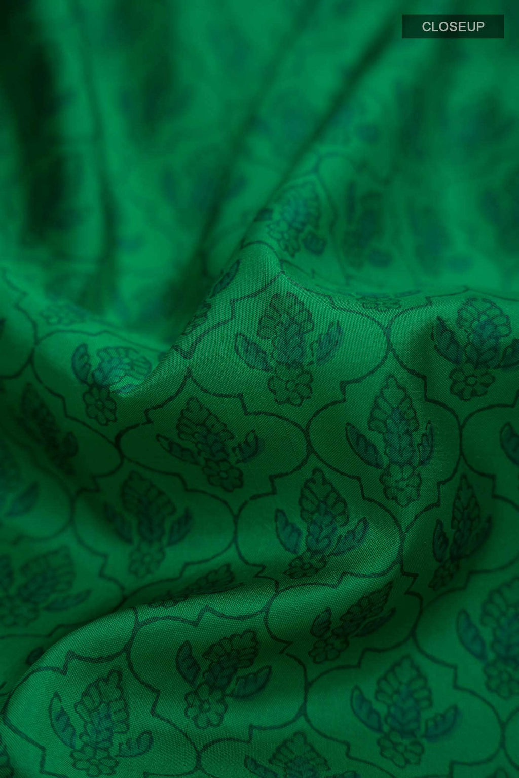 Green Printed Silk Saree