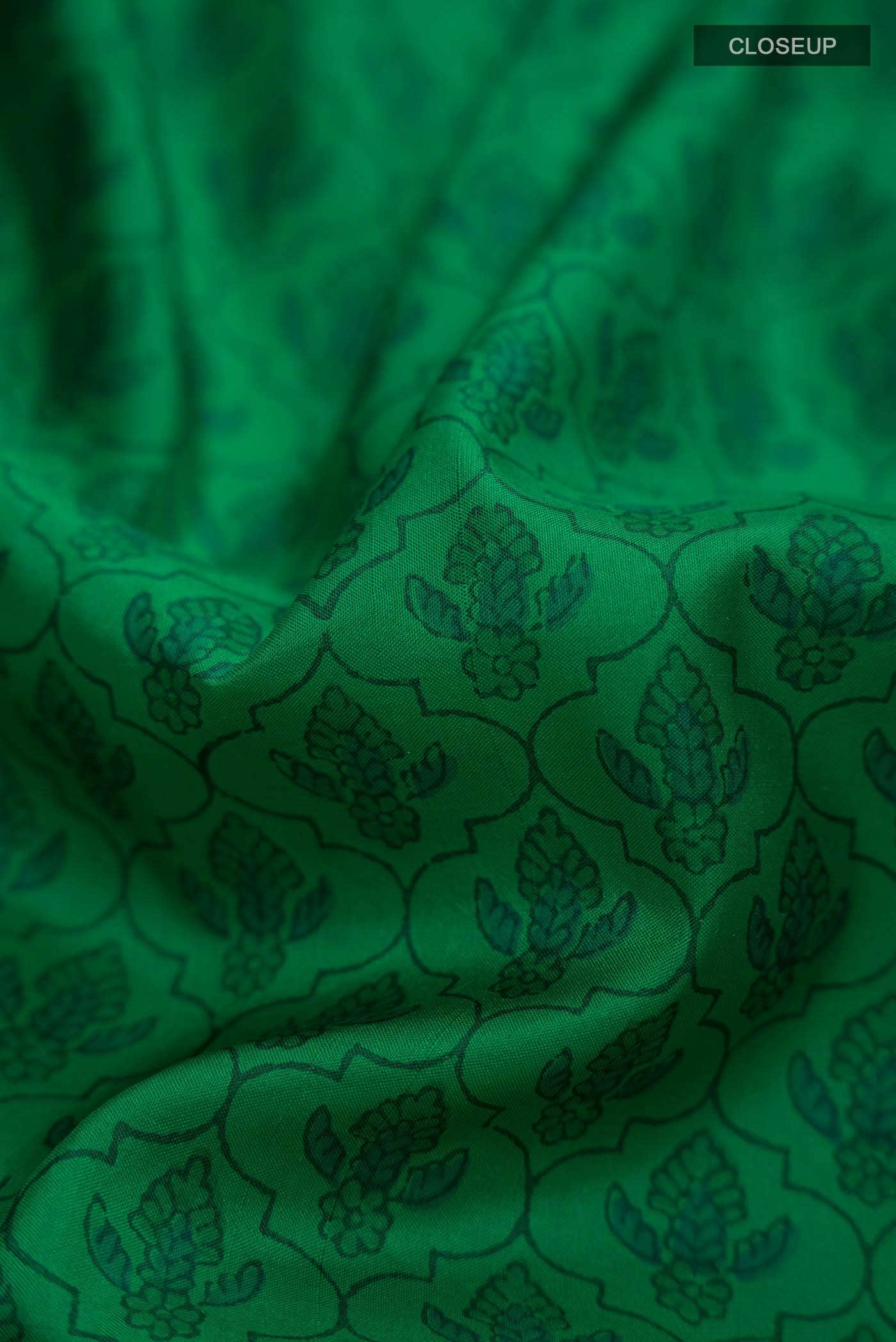 Green Printed Silk Saree