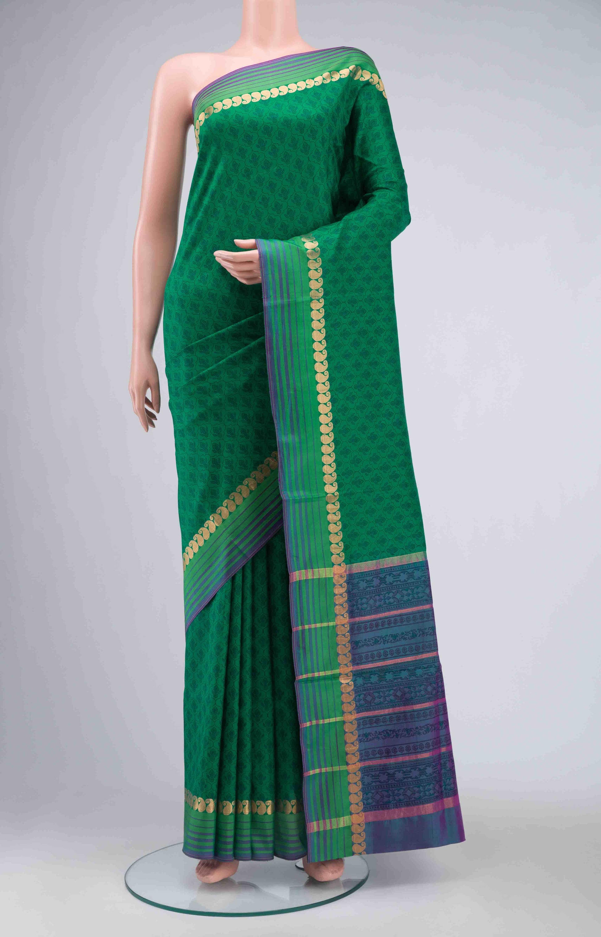 Green Printed Silk Saree