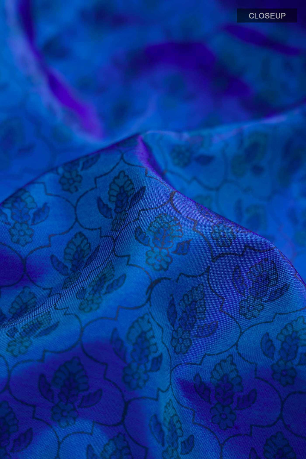 Blue Printed Silk Saree