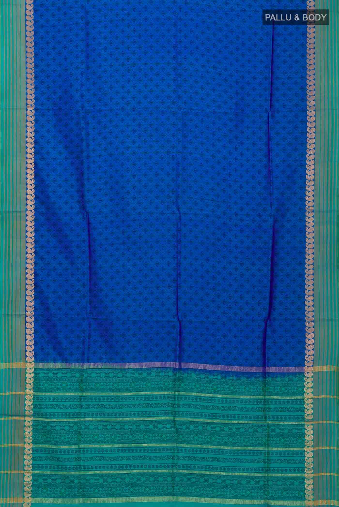 Blue Printed Silk Saree