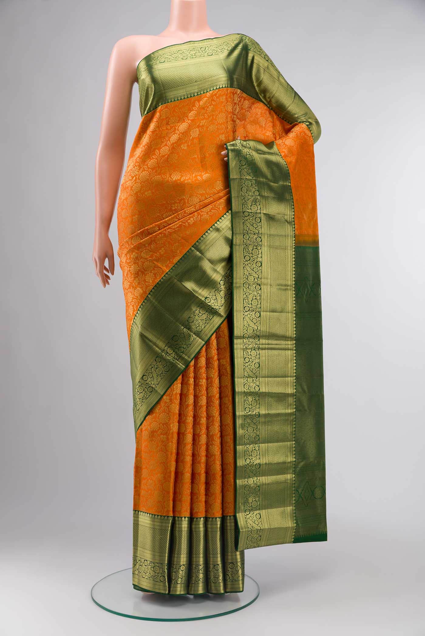 Orange Kanchipuram Silk Saree