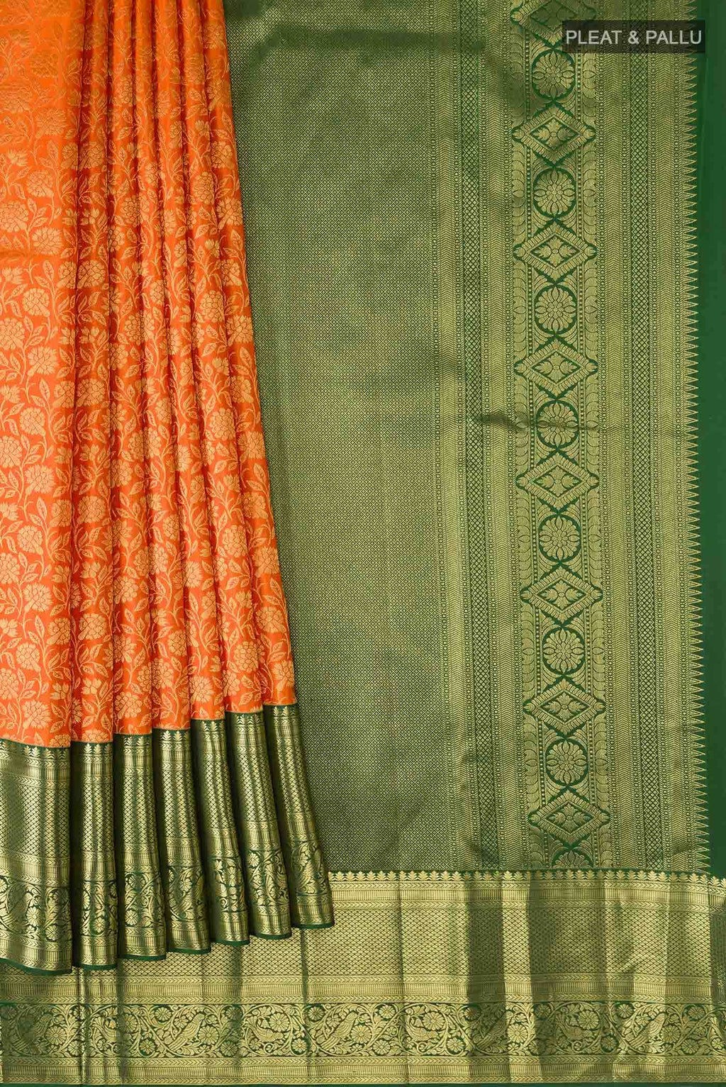 Orange Kanchipuram Silk Saree