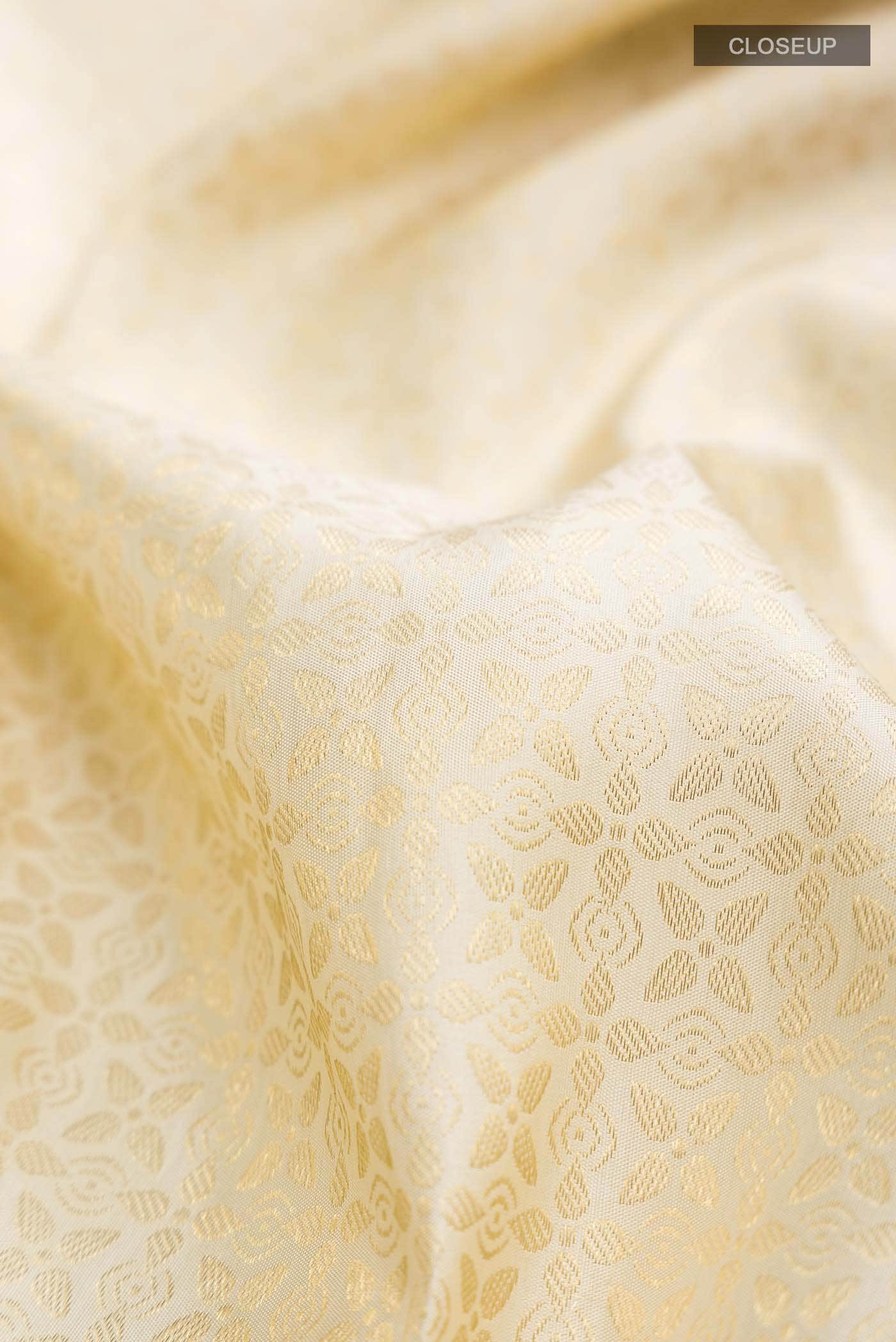 Cream Kanchipuram Silk Saree