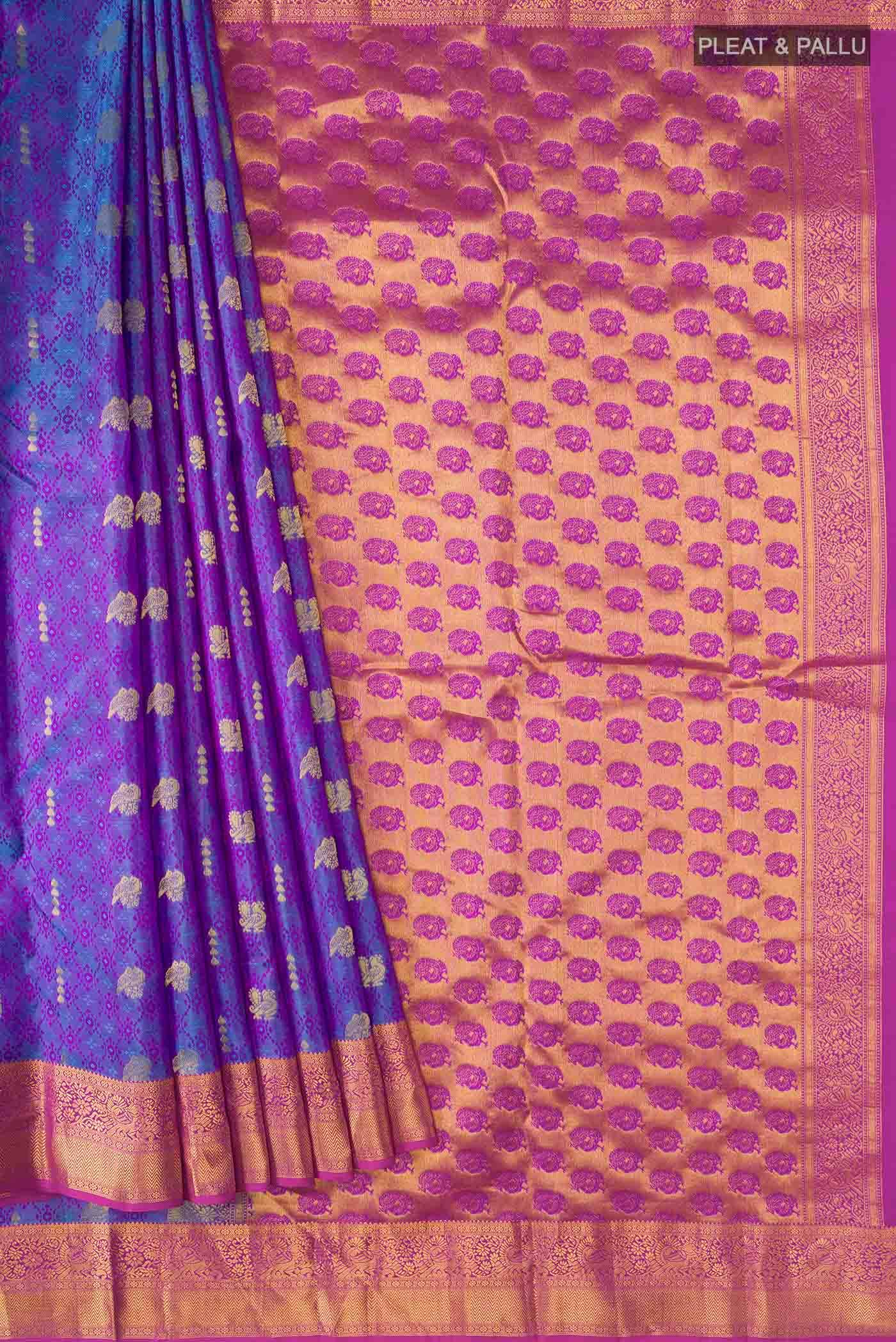 Purple with Violet Dual Tone Kanchipuram Silk Saree