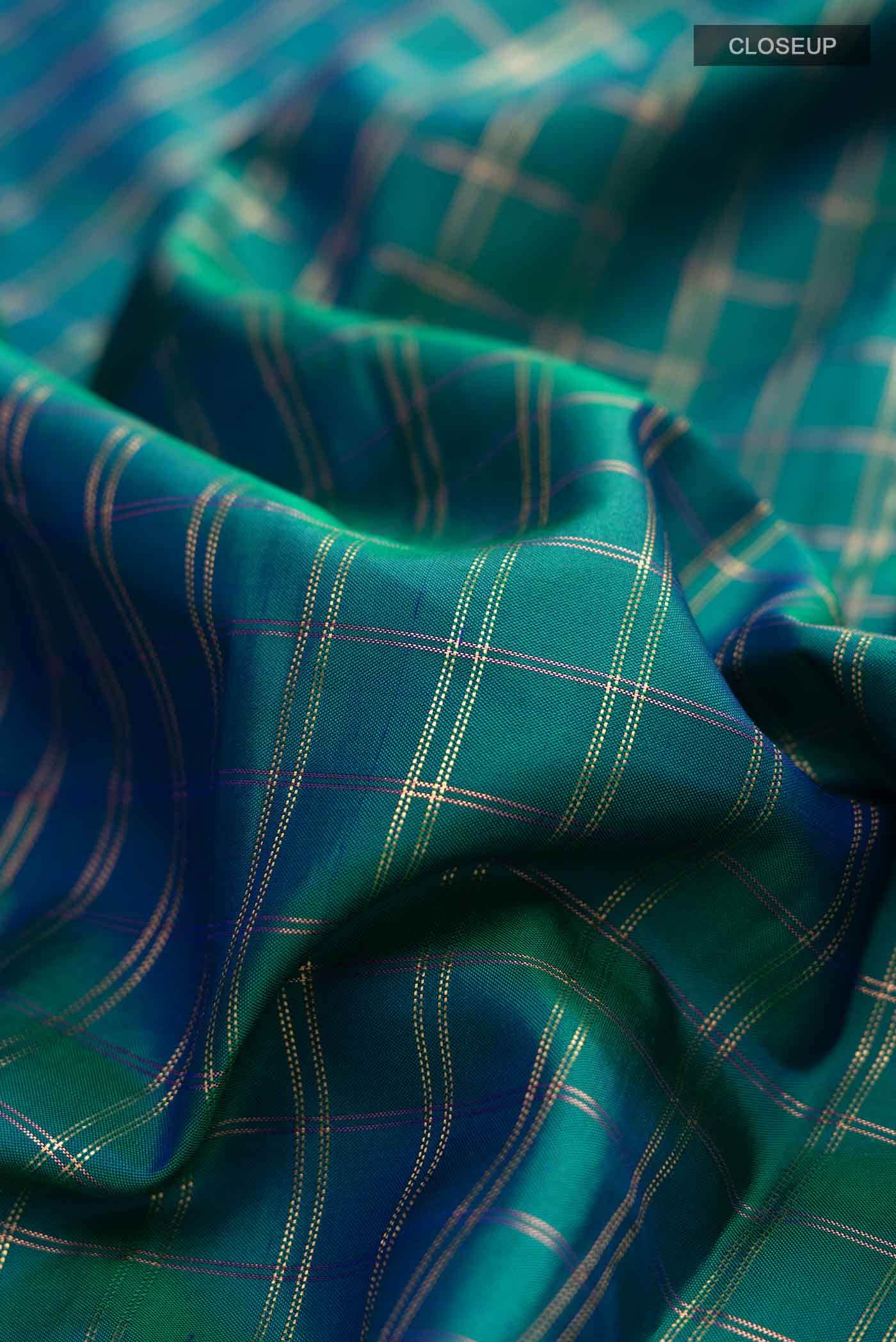 Blue with Green Dual Tone Kanchipuram Silk Saree