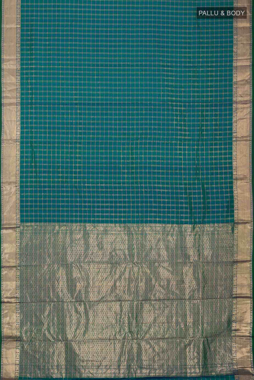 Blue with Green Dual Tone Kanchipuram Silk Saree