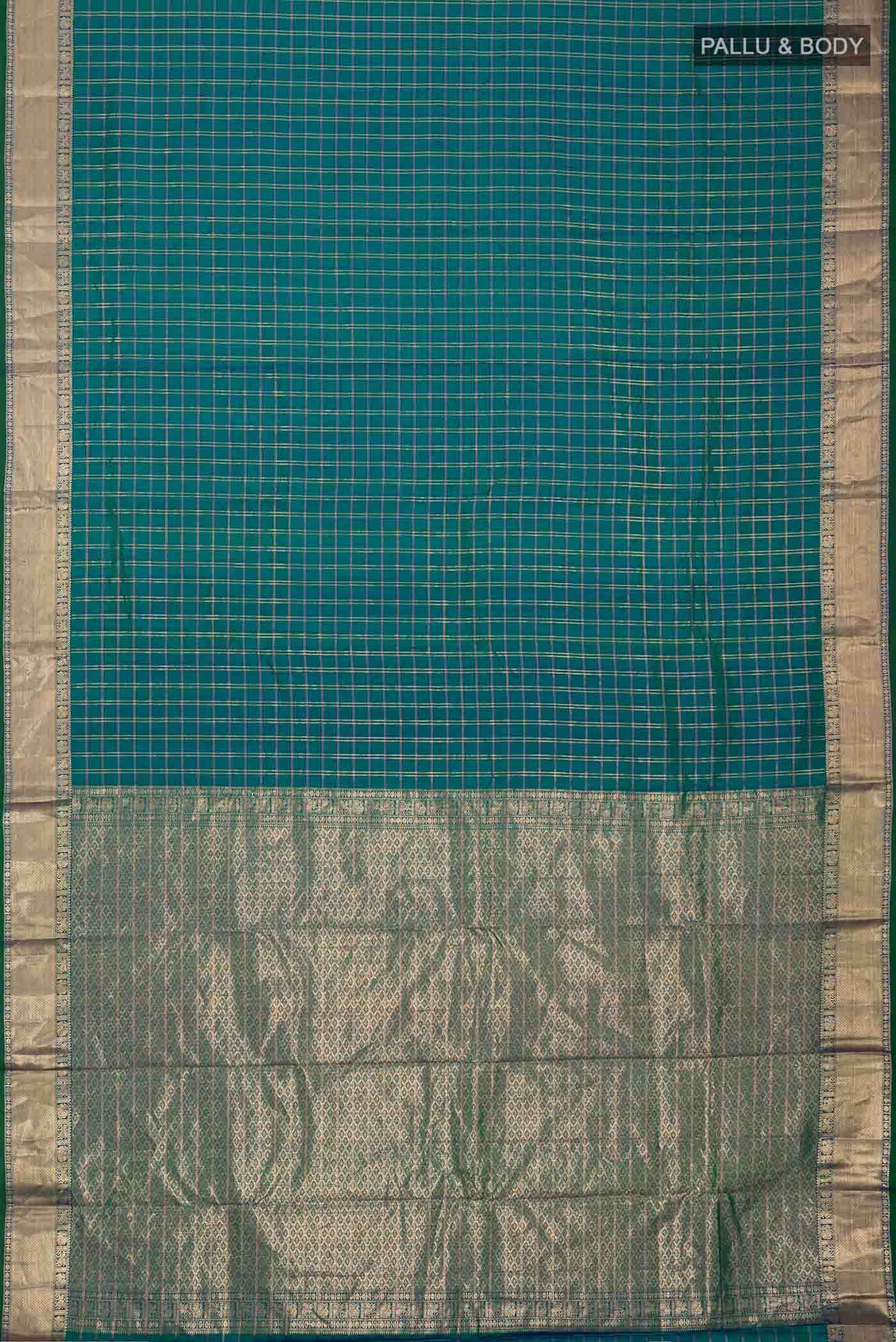 Blue with Green Dual Tone Kanchipuram Silk Saree