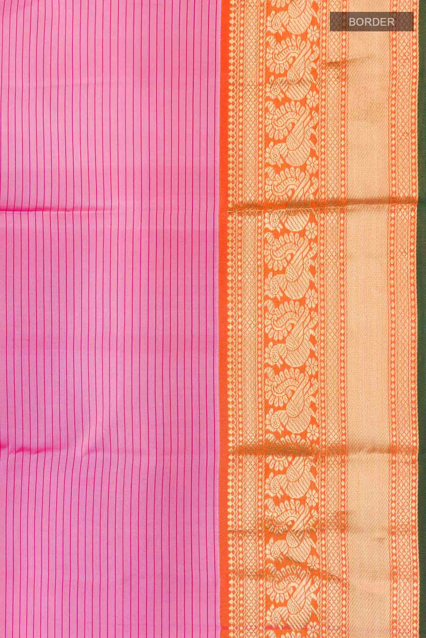 Rose pink Kanchipuram Silk Saree