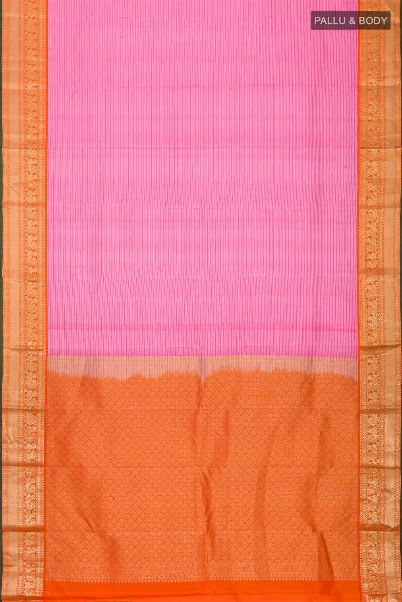 Rose pink Kanchipuram Silk Saree