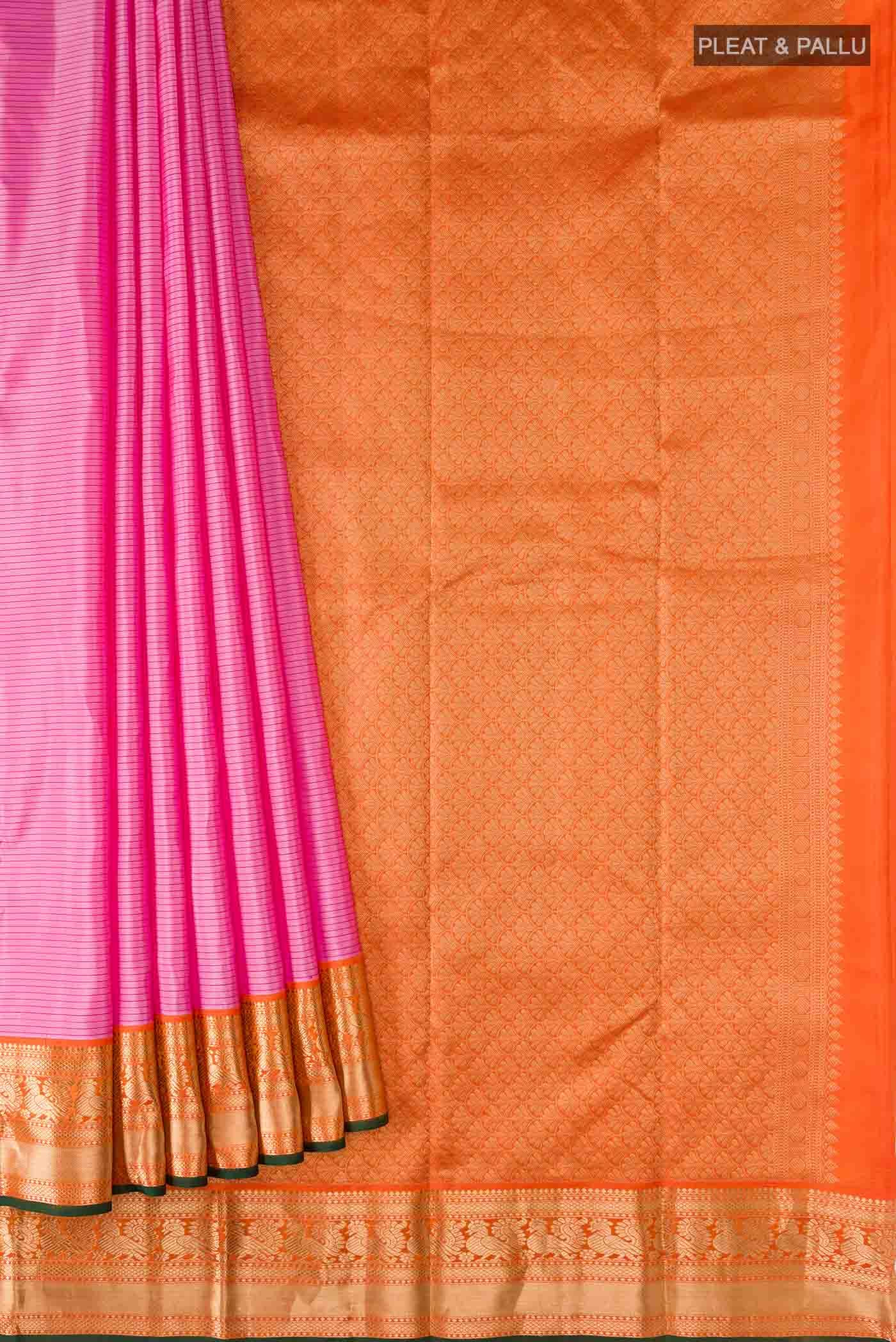 Rose pink Kanchipuram Silk Saree