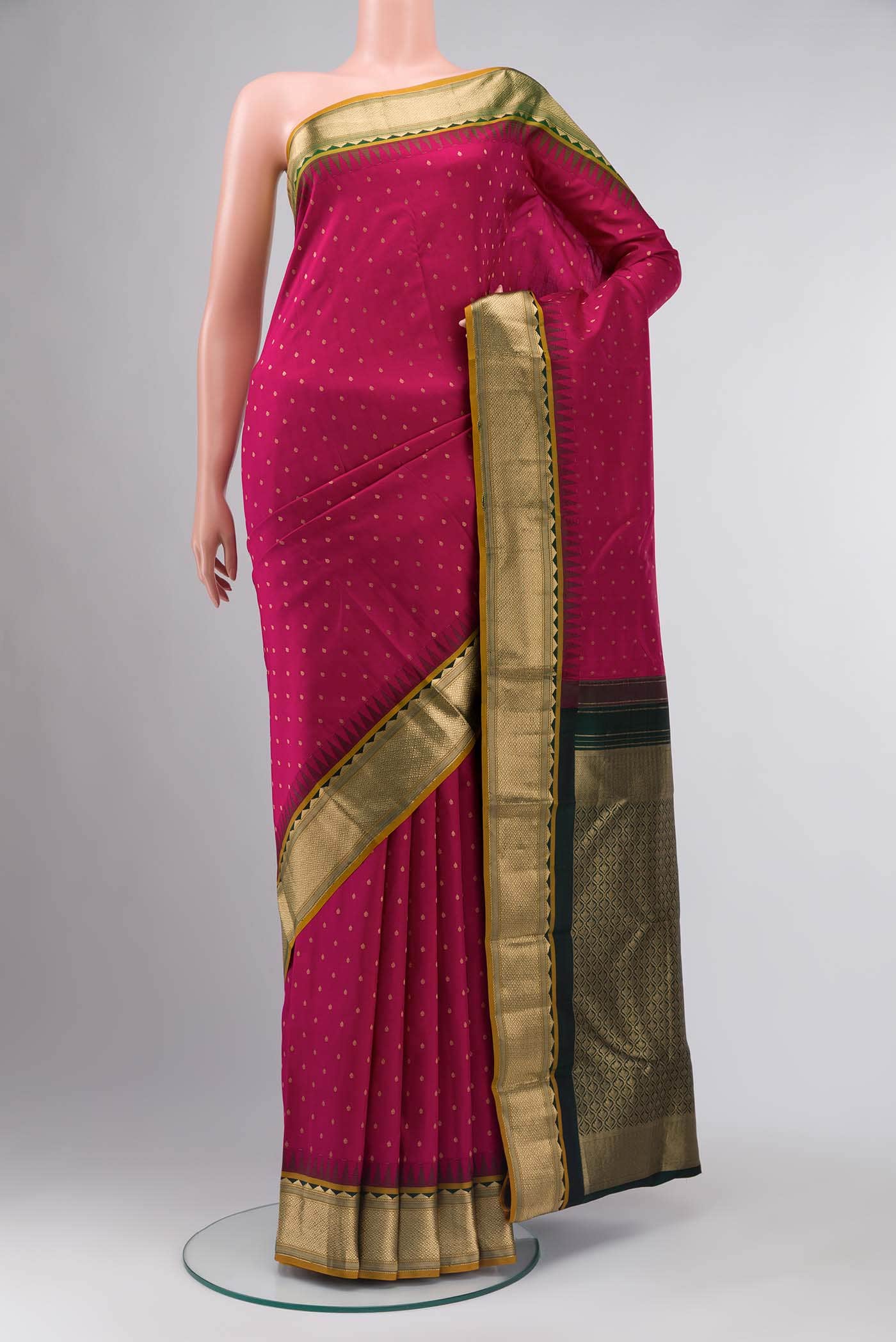 Dark Pink Kanchipuram Silk Saree