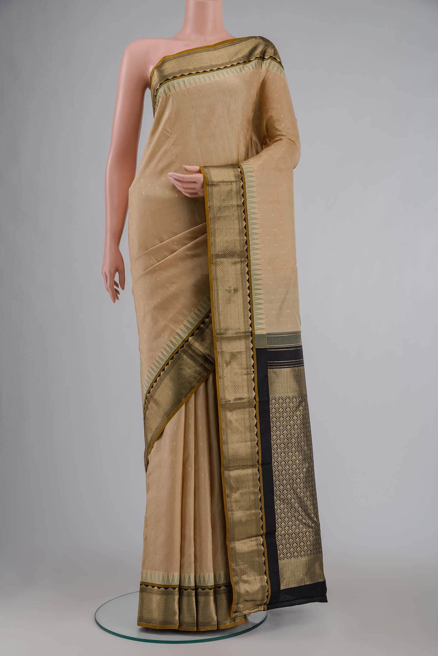 Beige Kanchipuram Silk Saree