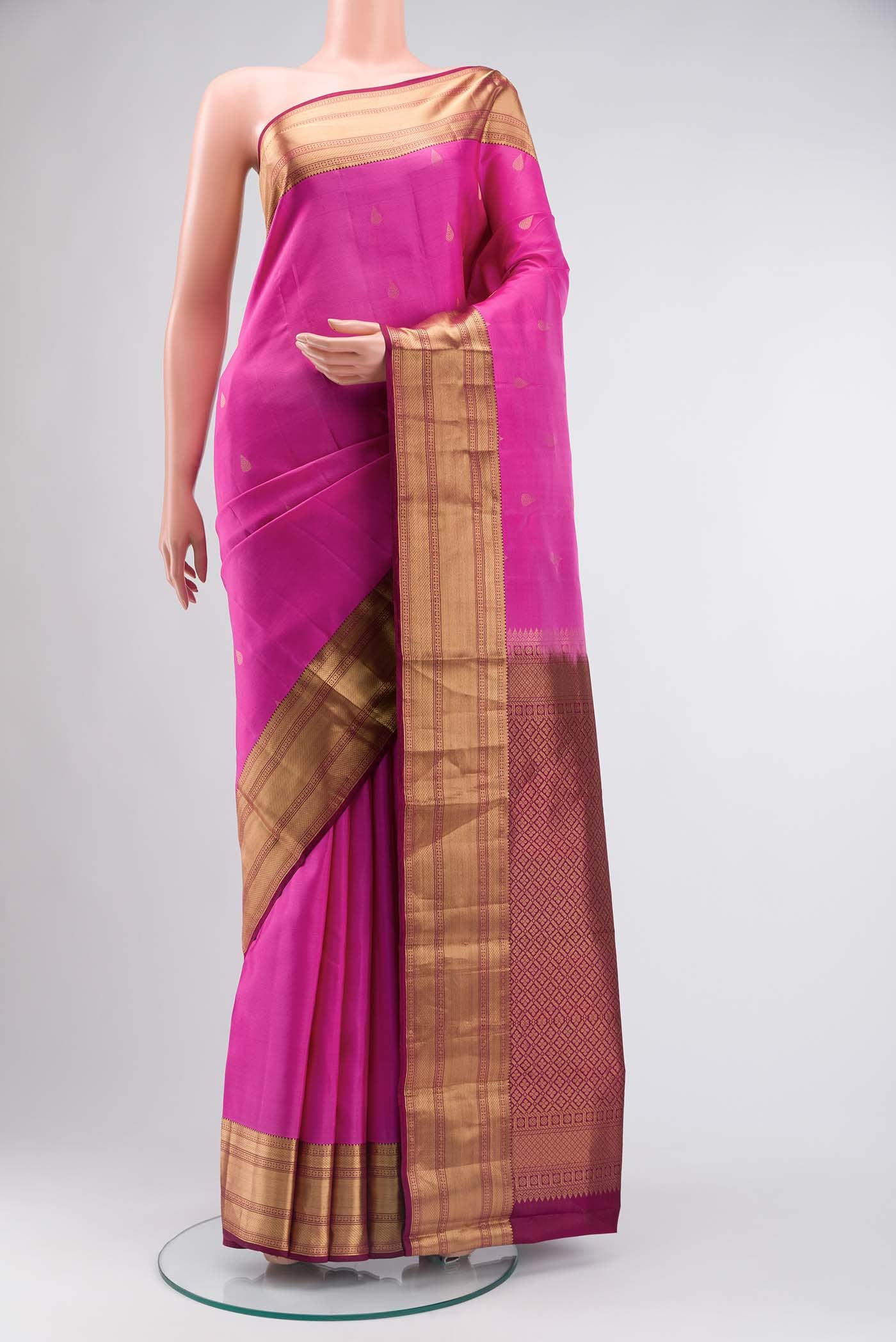 Dark Pink Kanchipuram Silk Saree