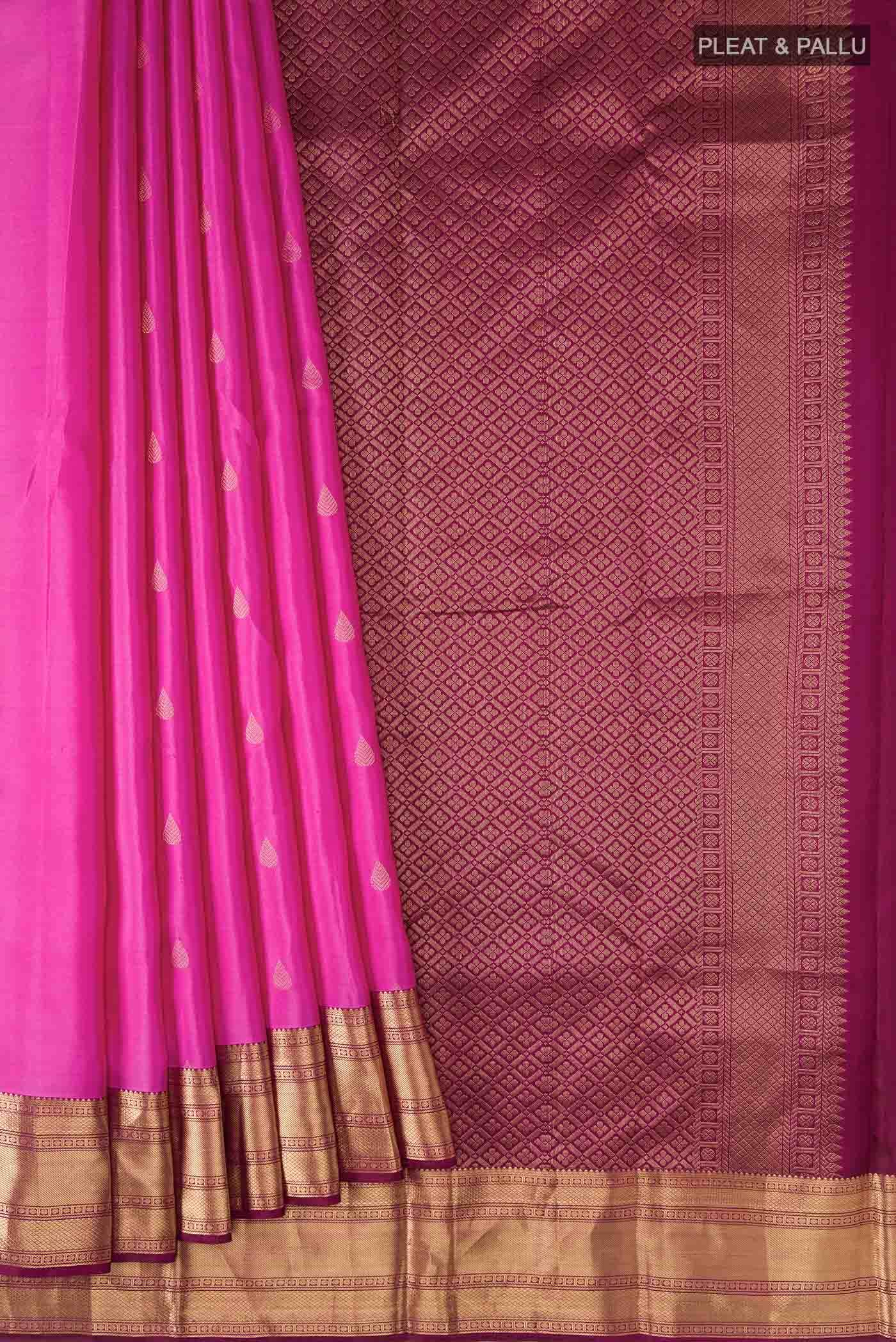 Dark Pink Kanchipuram Silk Saree