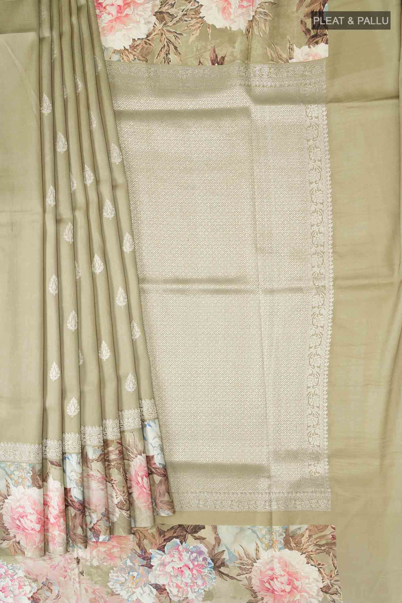 Green Tussar Silk Saree