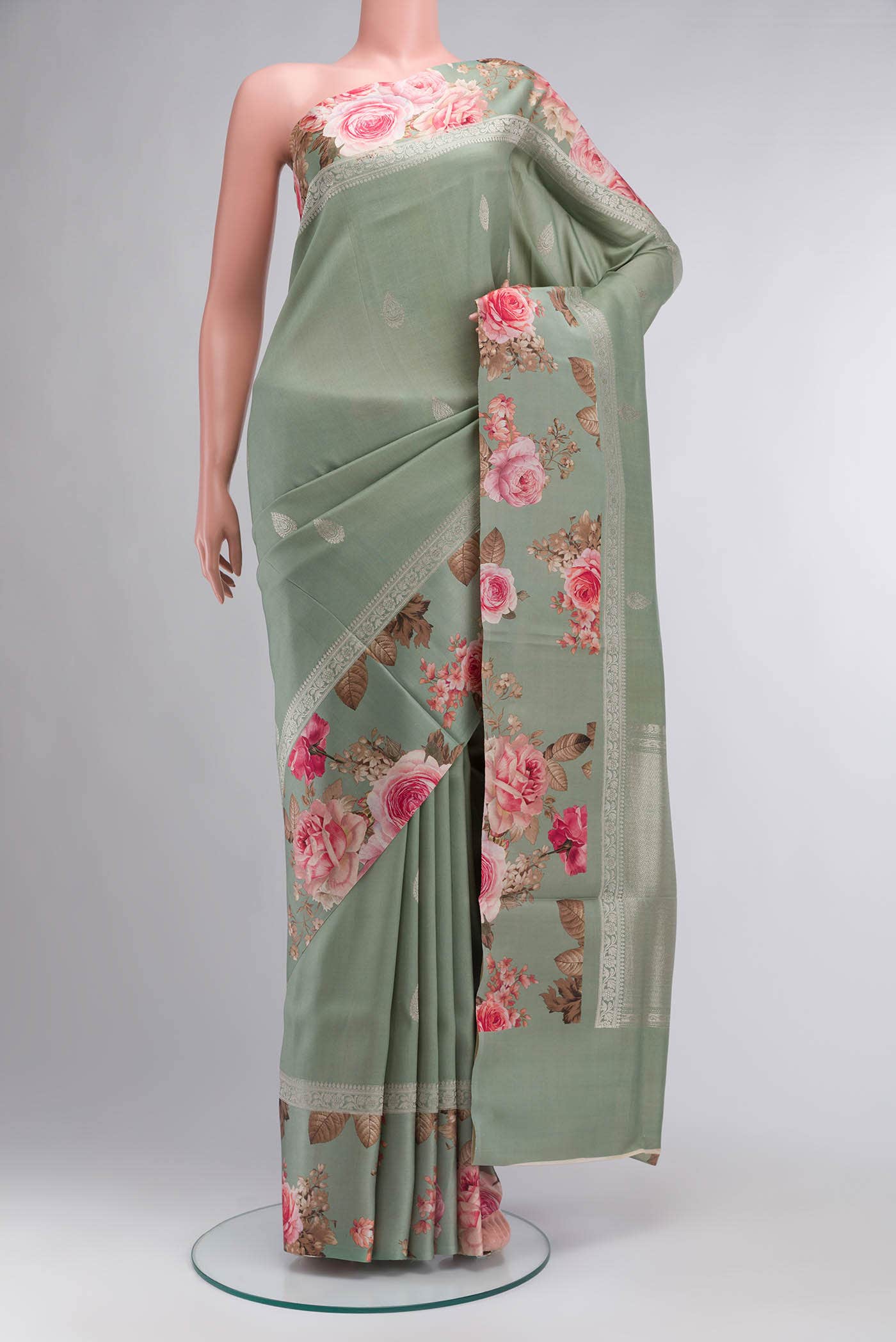 Green Tussar Silk Saree